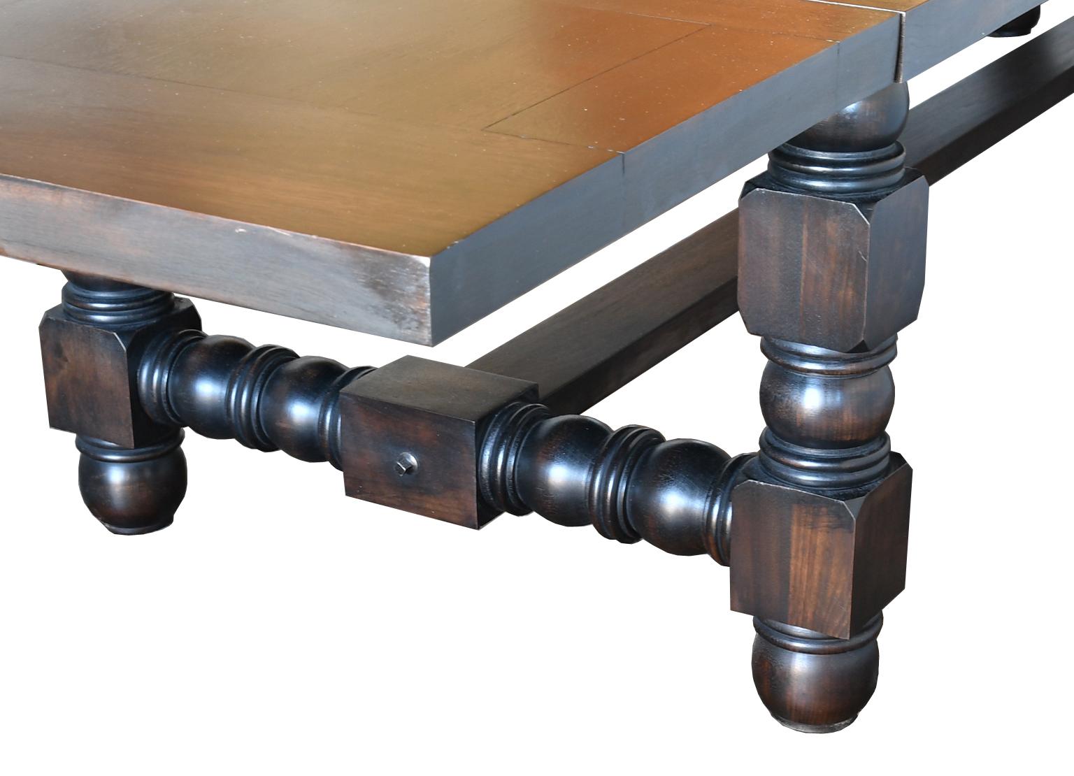 Cherry Bonnin Ashley Custom-Made Walnut Dining Table w/ Trestle Base & Extension Leaves For Sale