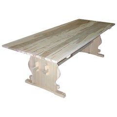 Table de salle à manger Bonnin Ashley fabriquée sur mesure en érable avec tréteau et finition en bois naturel