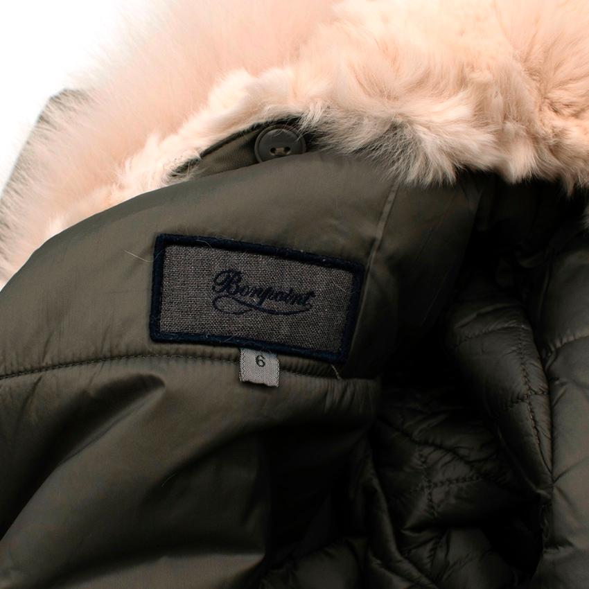 Bonpoint Khaki Fox & Rabbit Fur Trimmed Down Jacket  - 6 Years For Sale 1