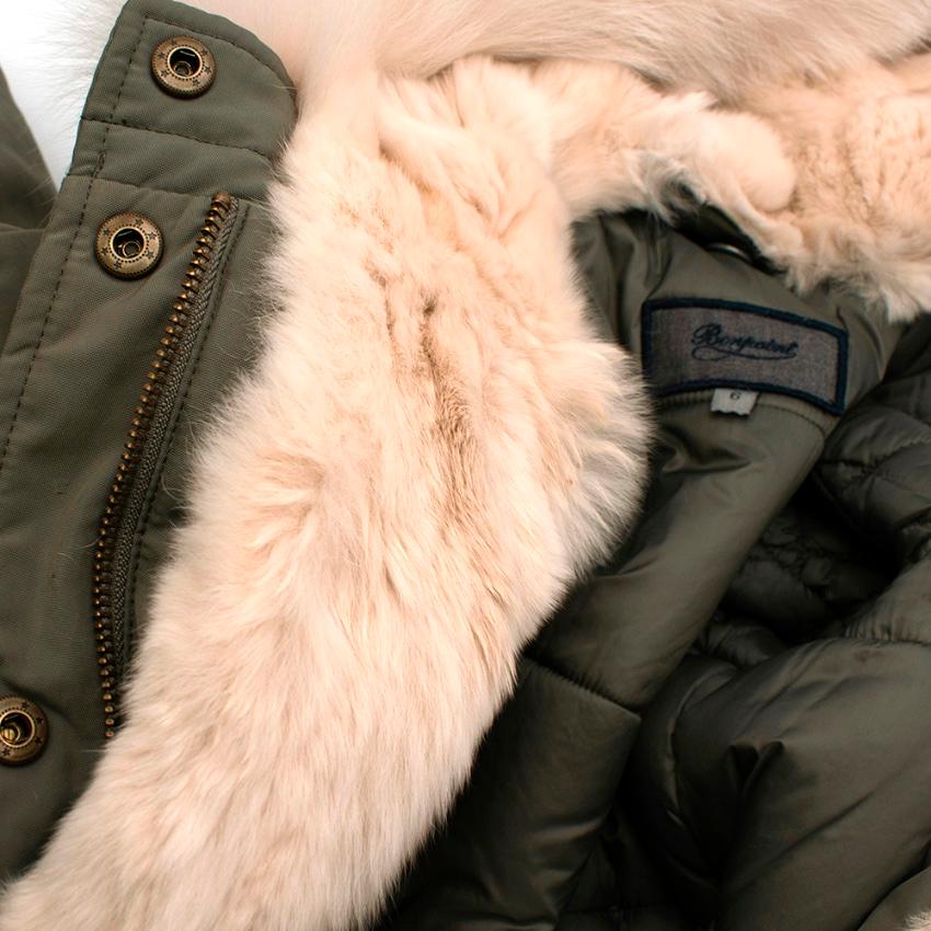 Bonpoint Khaki Fox & Rabbit Fur Trimmed Down Jacket  - 6 Years For Sale 3