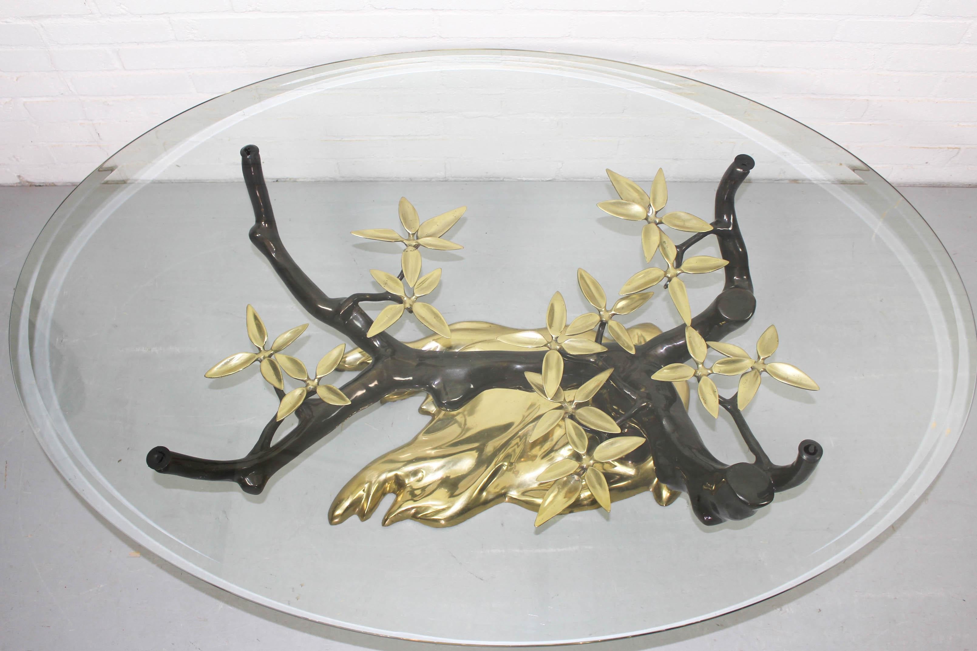 Late 20th Century Bonsai Brass & Glass Coffee Table, Willy Daro, 1970s