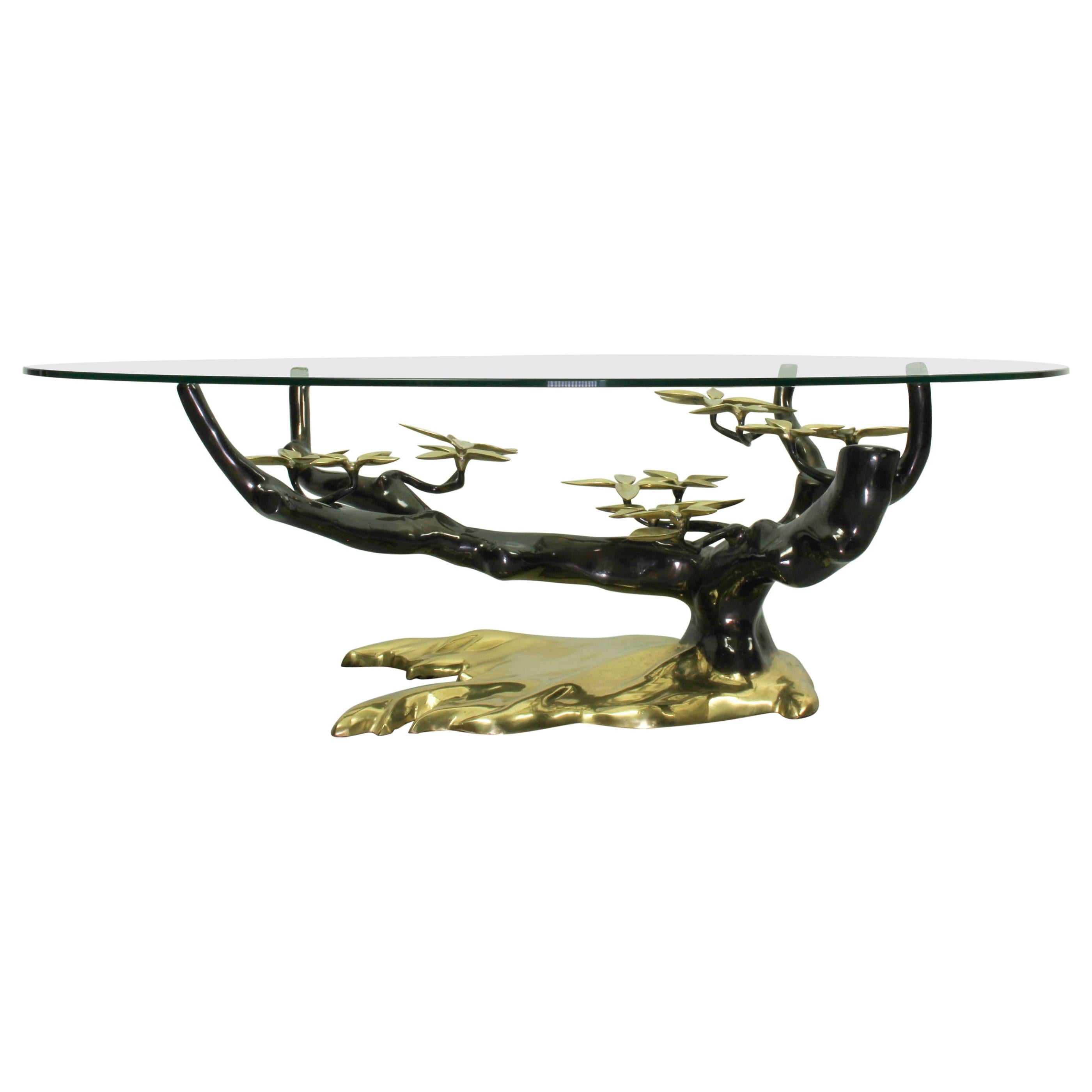 Bonsai Brass & Glass Coffee Table, Willy Daro, 1970s