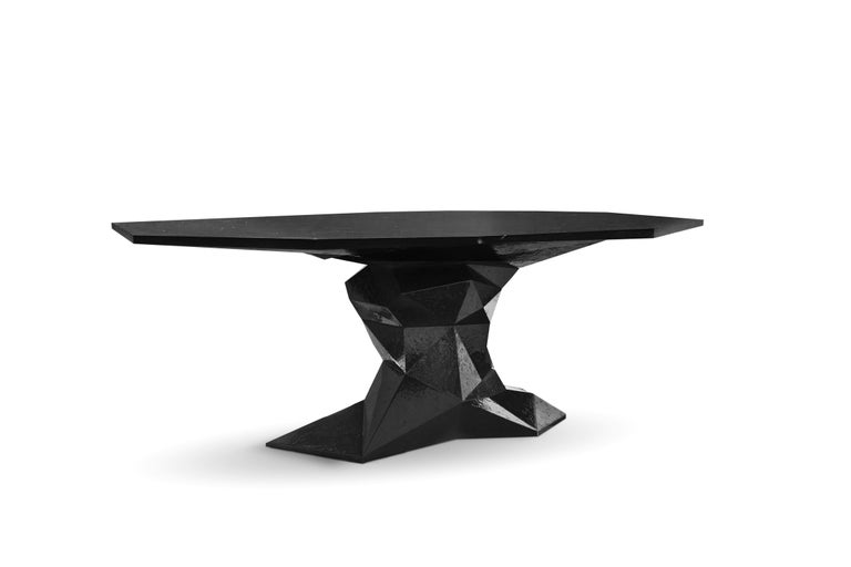 Bonsai Dining Table with Black High Gloss Varnish Finish For Sale at