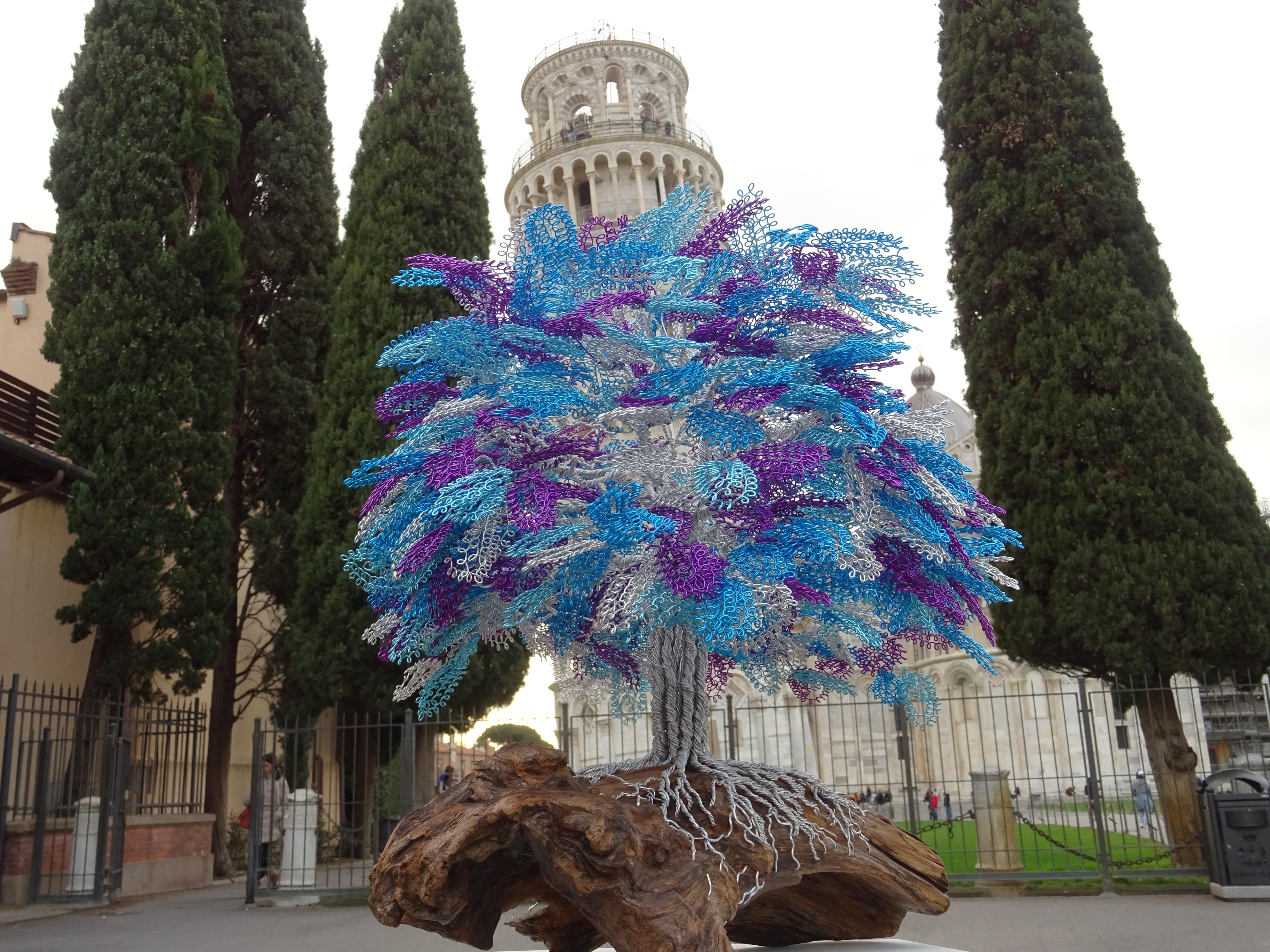 Bonsaï « arbre decaranda », fabriqué à la main en Italie, pièce unique, signée par l'artiste en vente 2
