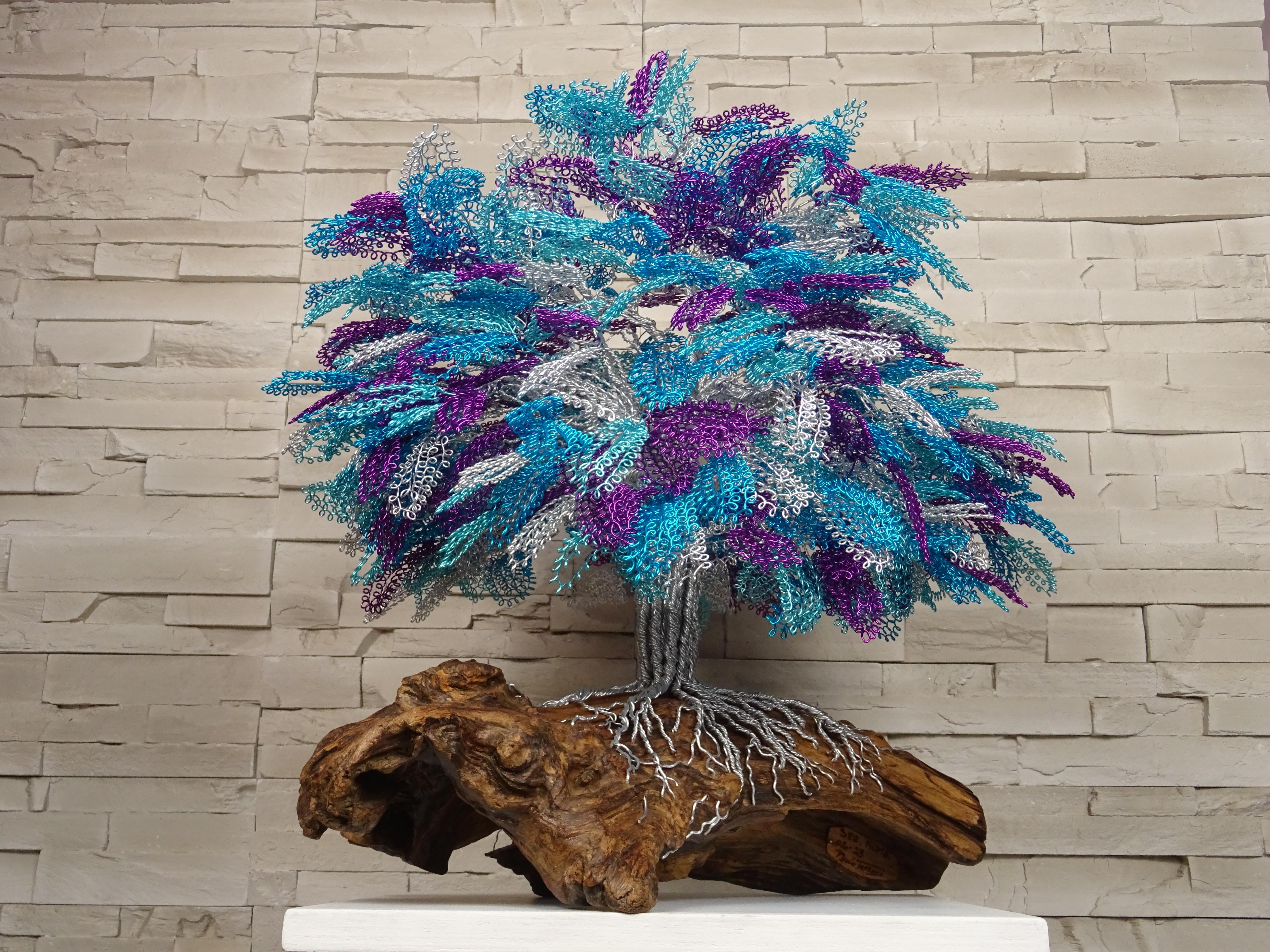 Bonsai „Jacaranda-Baum“, handgefertigt in Italien, einzigartiges Stück, vom Künstler signiert. im Angebot 7