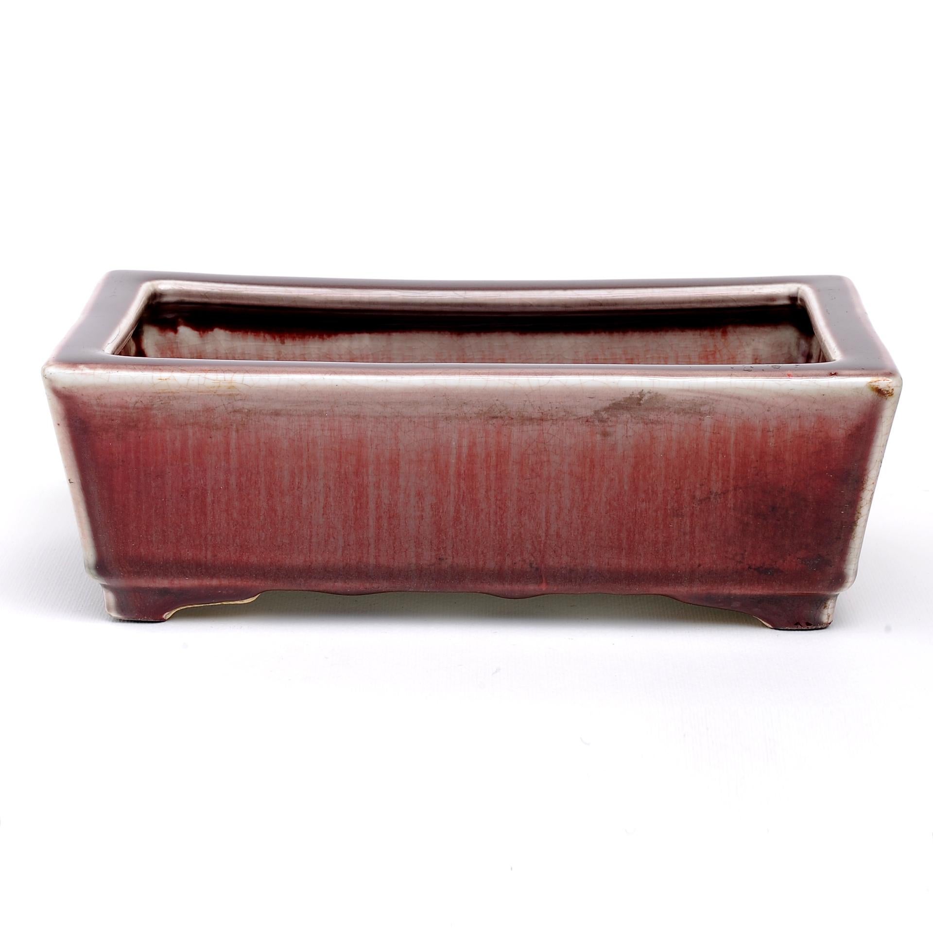 Bonsai rectangular pot in red porcelain. Simple, elegant, useful.