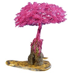 Vintage Bonsai "Purple Thoughts", Handmade in Italy, Sculpture, Contemporary Design