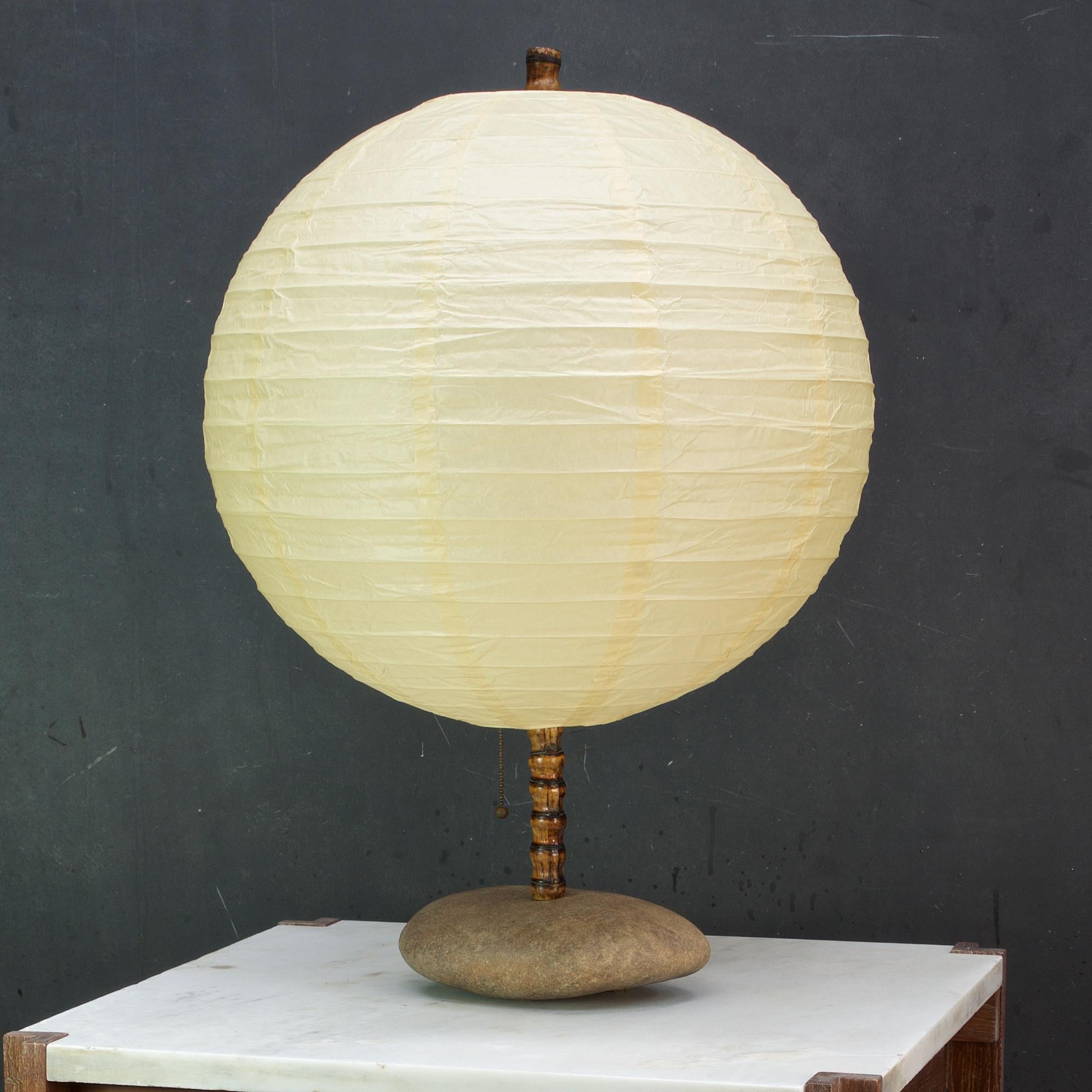 Assembled with vintage 1950s parts, but lamp shade is just 5 years old. Measures: Stone body 8.5 x 6.5 in.