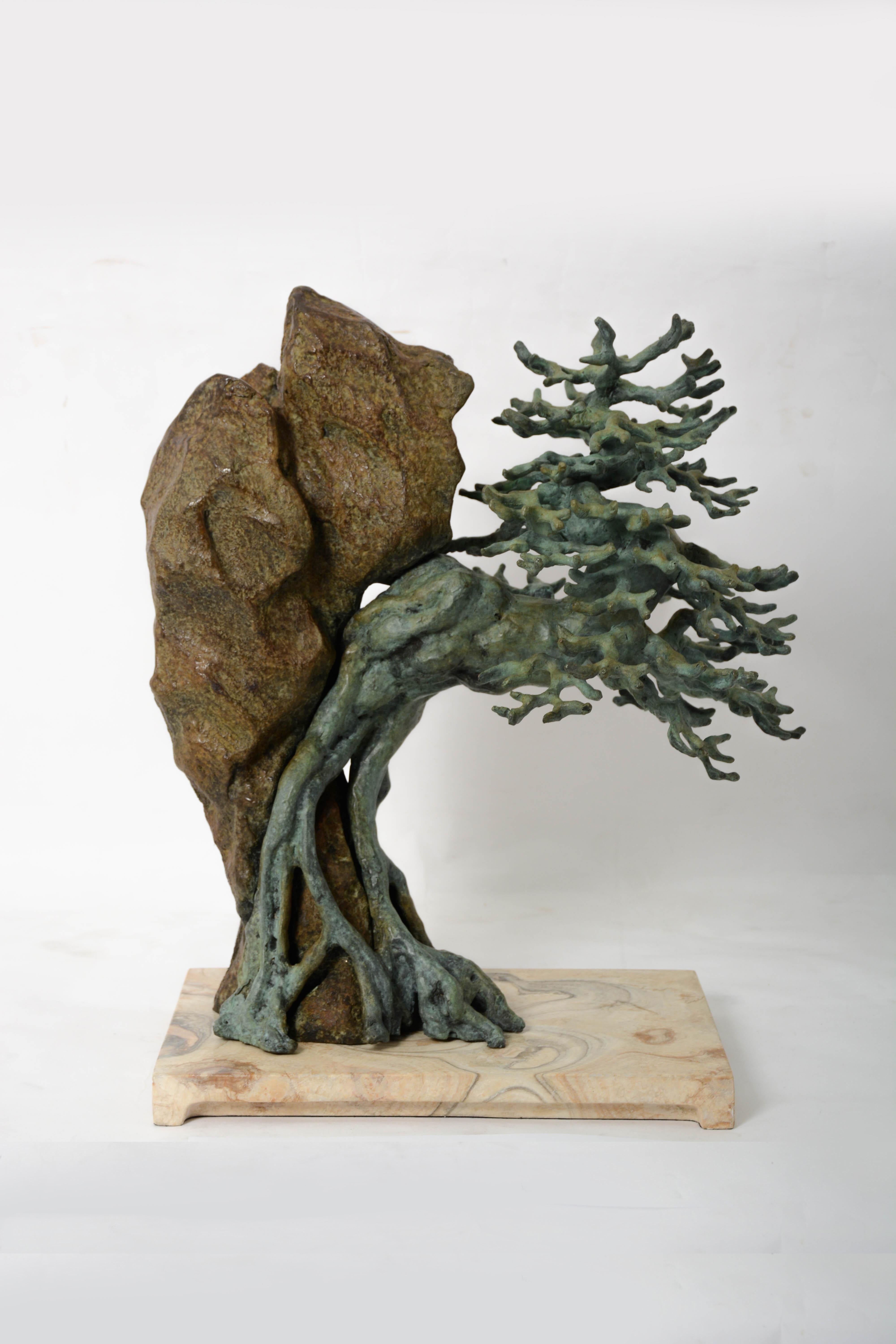 Bonsai Sculpture in Bronze on a Marble Base by Elan Atelier (made to order) For Sale 3