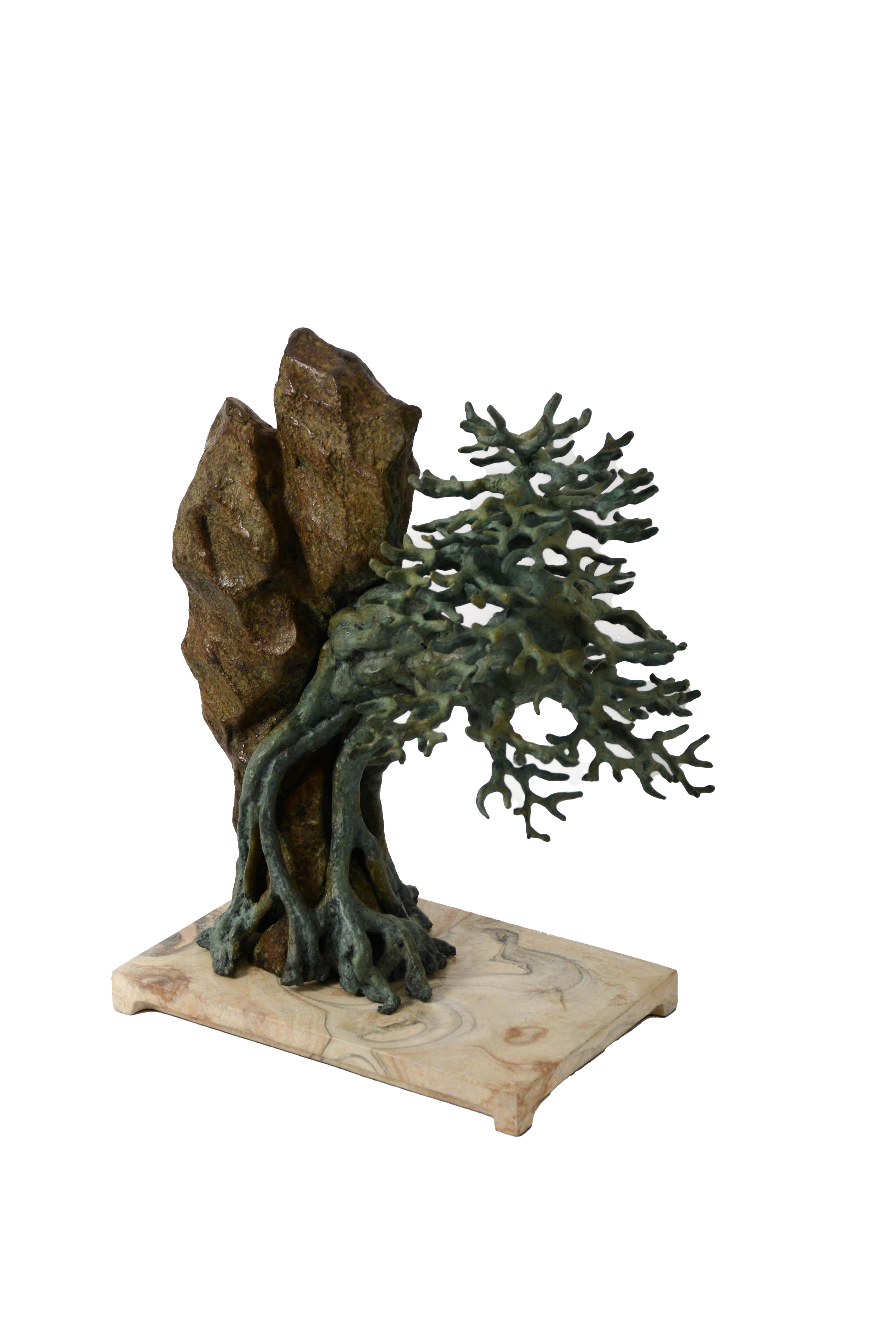 Bonsai Sculpture in Bronze on a Marble Base by Elan Atelier (made to order) For Sale 4