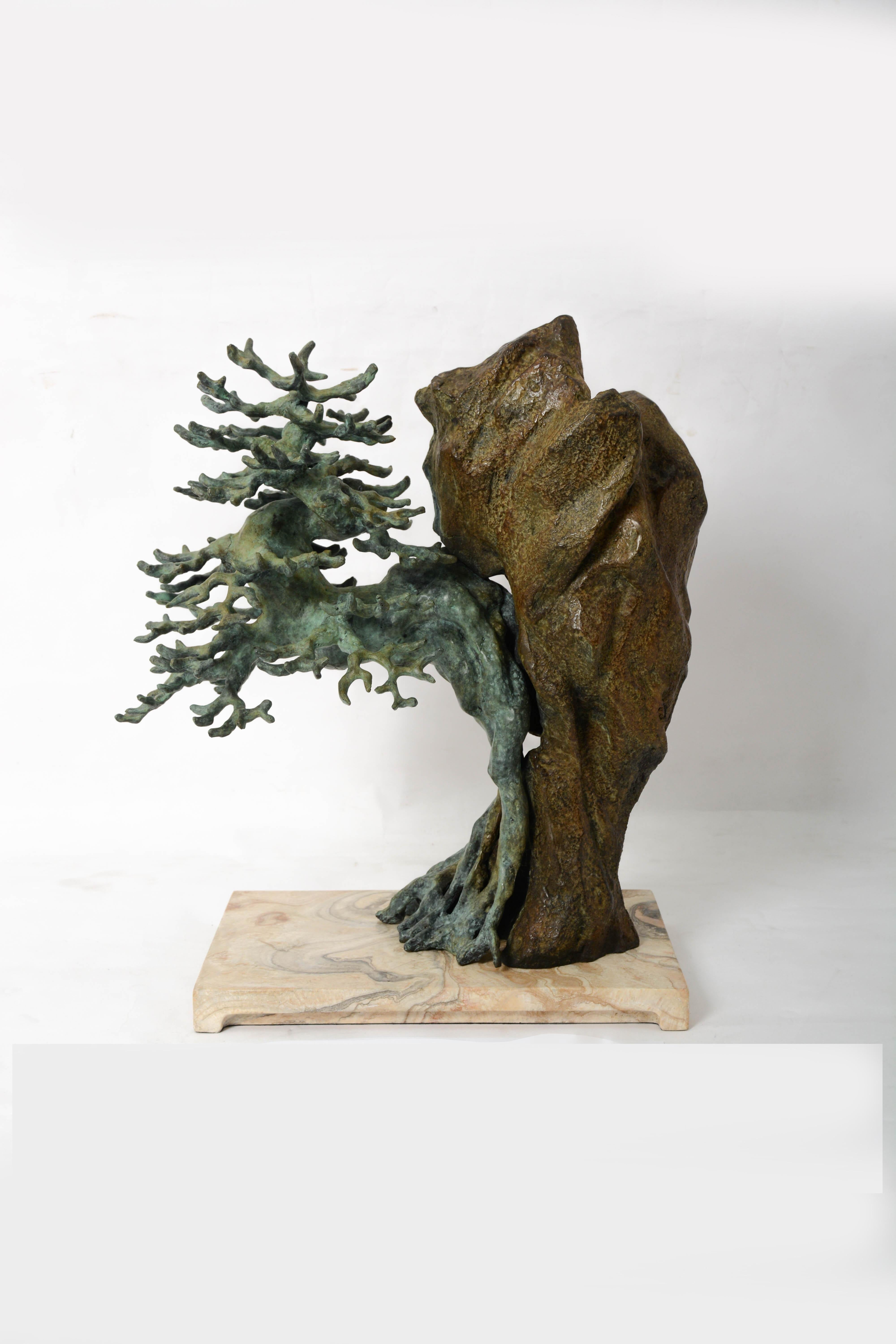 Modern Bonsai Sculpture in Bronze on a Marble Base by Elan Atelier (made to order) For Sale