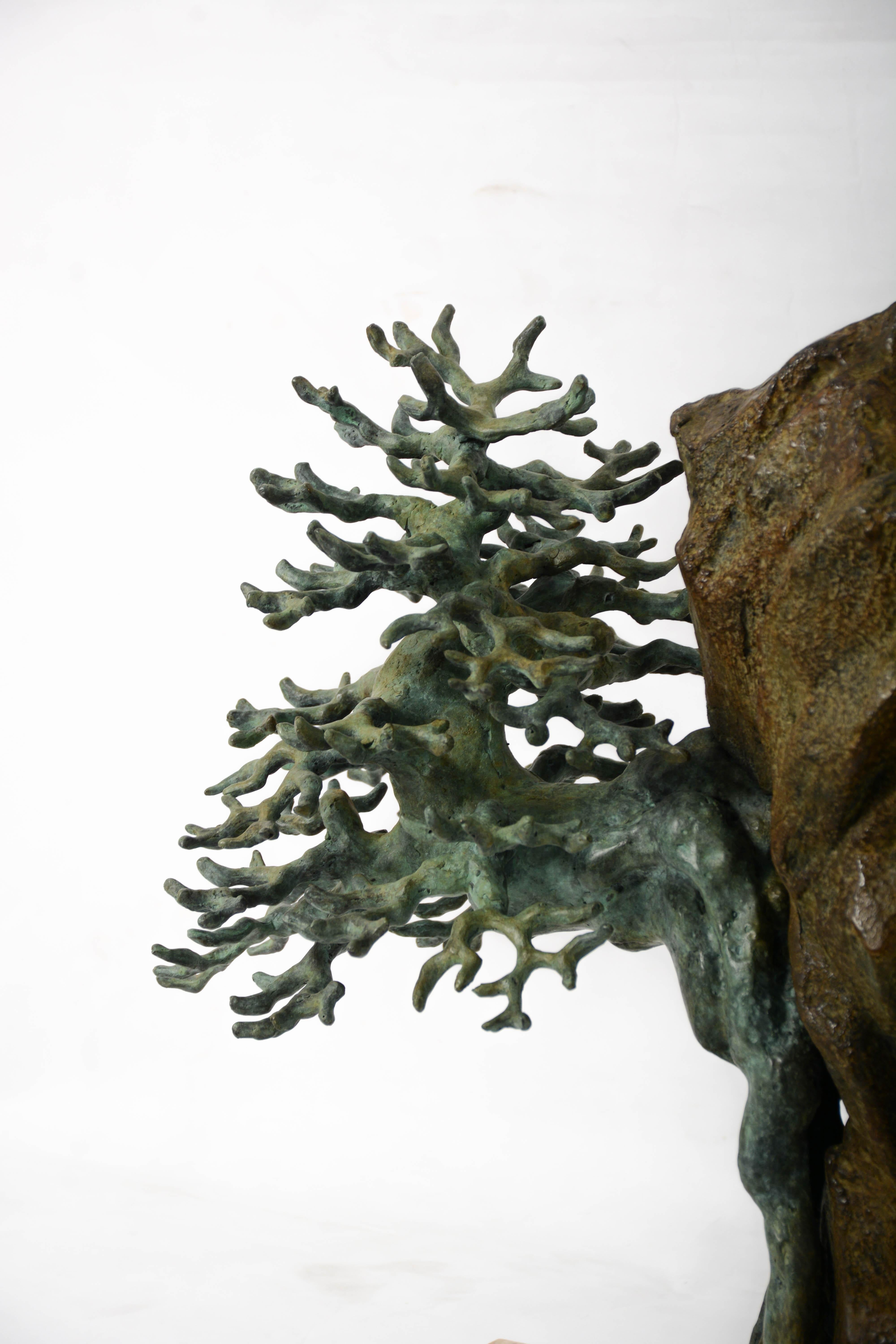 Hand-Crafted Bonsai Sculpture in Bronze on a Marble Base by Elan Atelier (made to order) For Sale
