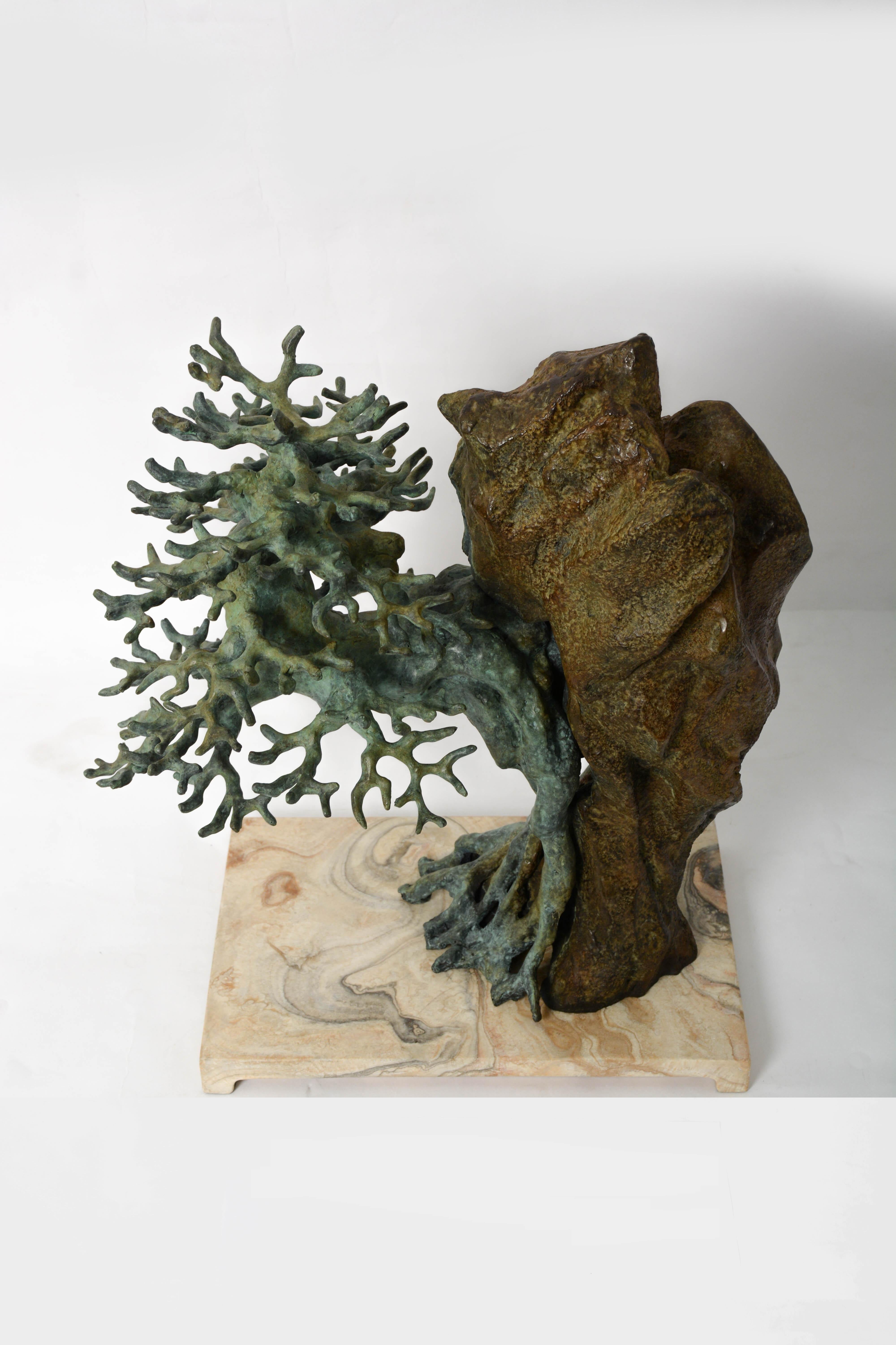 Contemporary Bonsai Sculpture in Bronze on a Marble Base by Elan Atelier (made to order) For Sale