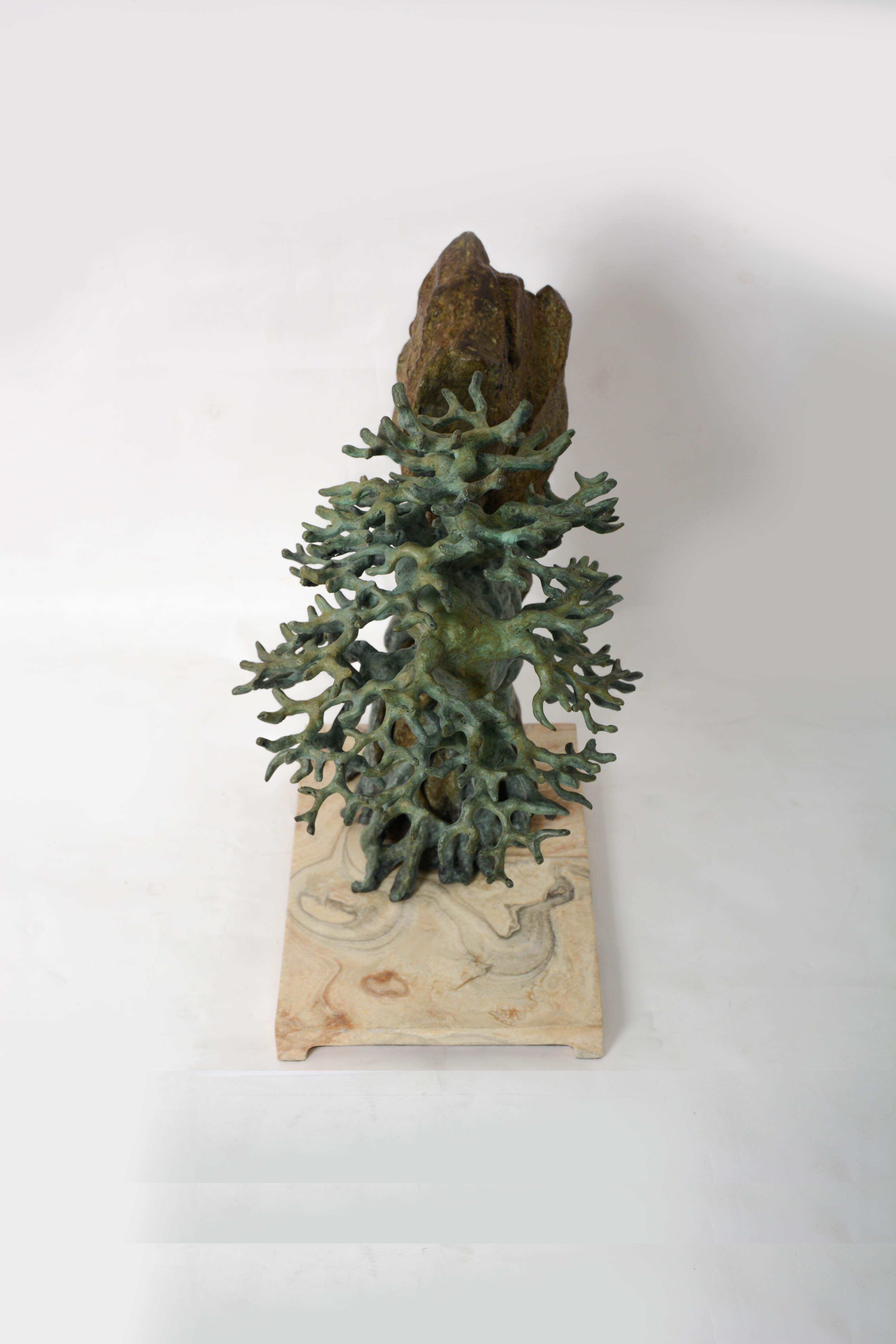 Bonsai Sculpture in Bronze on a Marble Base by Elan Atelier (made to order) For Sale 2