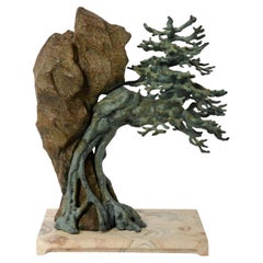 Bonsai-Skulptur aus Bronze auf einem Marmorsockel von Elan Atelier (auf Bestellung gefertigt)