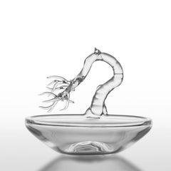 Contemporary mundgeblasenes Glas "Bonsai Side Plate" Baum Natur dekorativ elegant