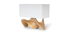 Bonsai Table Lamp in Honey stain on Ash wood with Ivory Silk Shade by Amorph