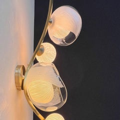 Hand-carved Porcelian, blown Glass and Brass wall light by Vezzini & Chen