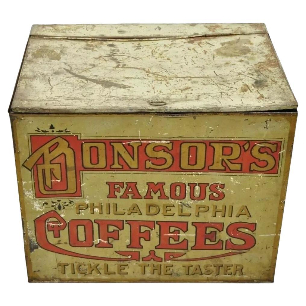 Bonsor's Famous Philadelphia Coffee Tin Metal Storage Bin Tickle the Taster