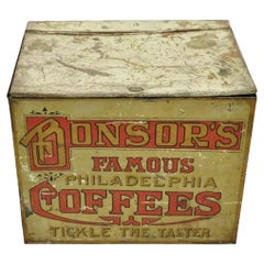 Used Bonsor's Famous Philadelphia Coffee Tin Metal Storage Bin Tickle the Taster