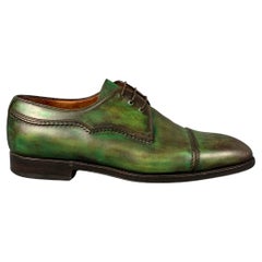 BONTONI Größe 10 Schuhe aus grünem, braunem Marmor mit Schnürung
