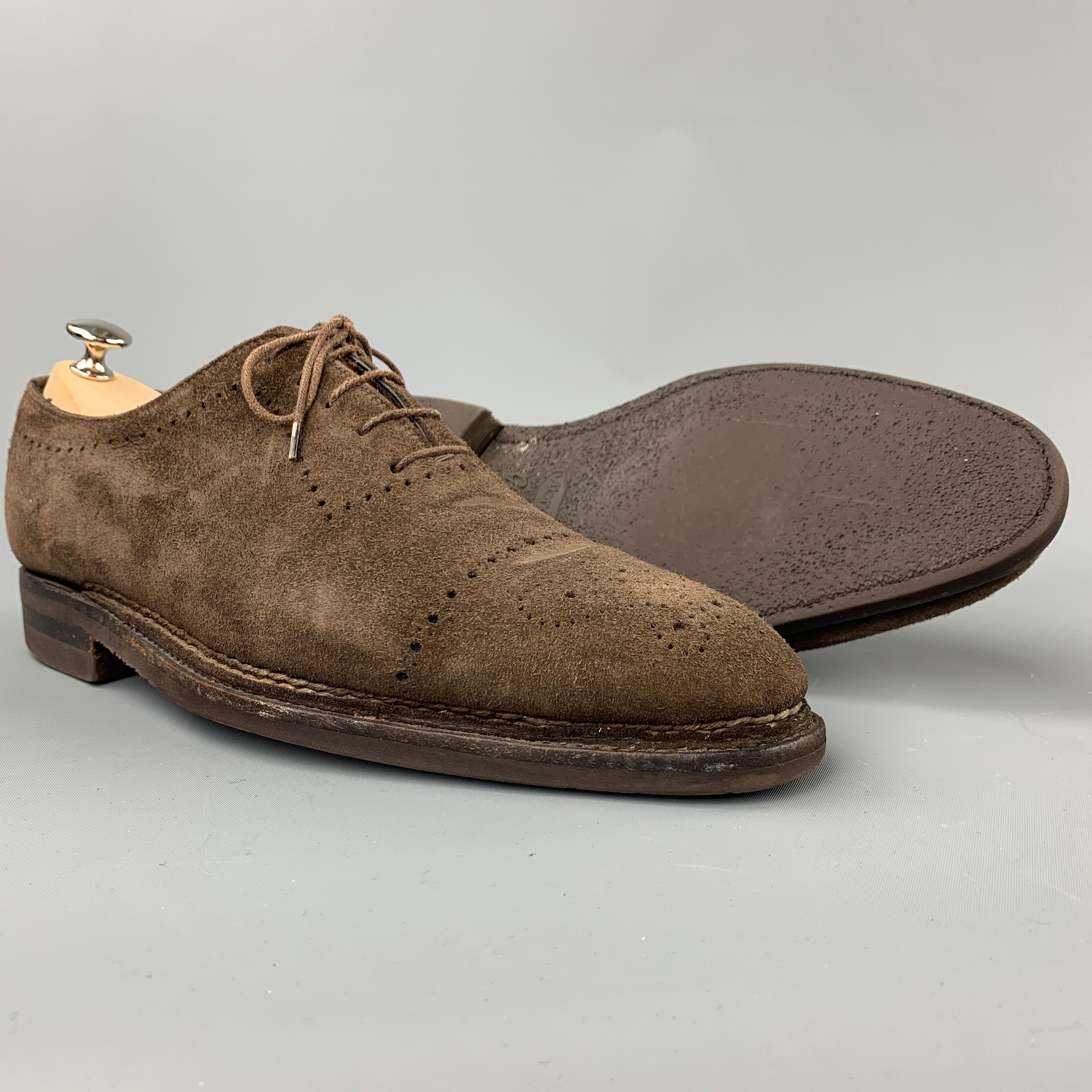BONTONI Zapatos de cordones con puntera de ante marrón perforado talla 10.5 Negro