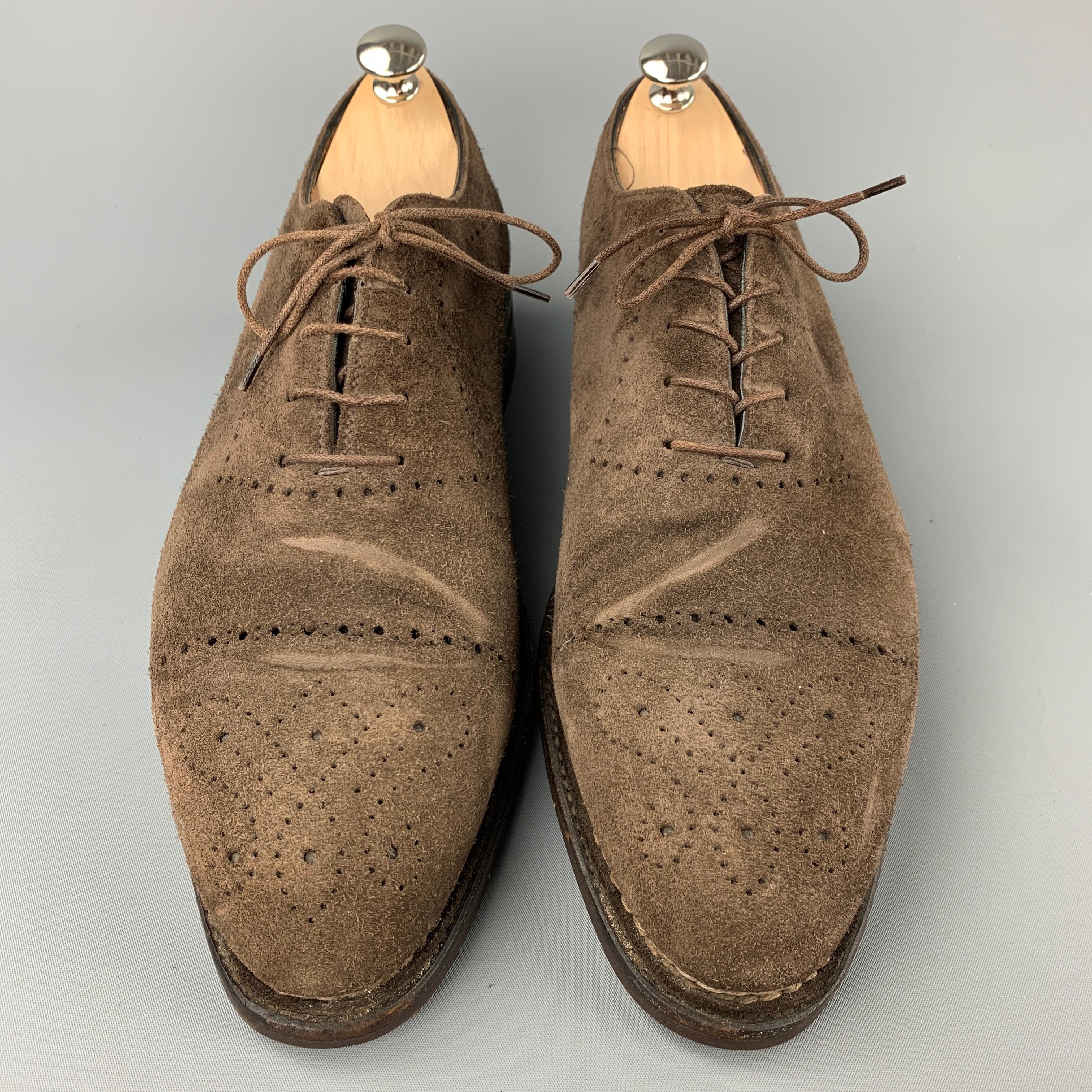 BONTONI Zapatos de cordones con puntera de ante marrón perforado talla 10.5 en Bueno Estado en San Francisco, CA