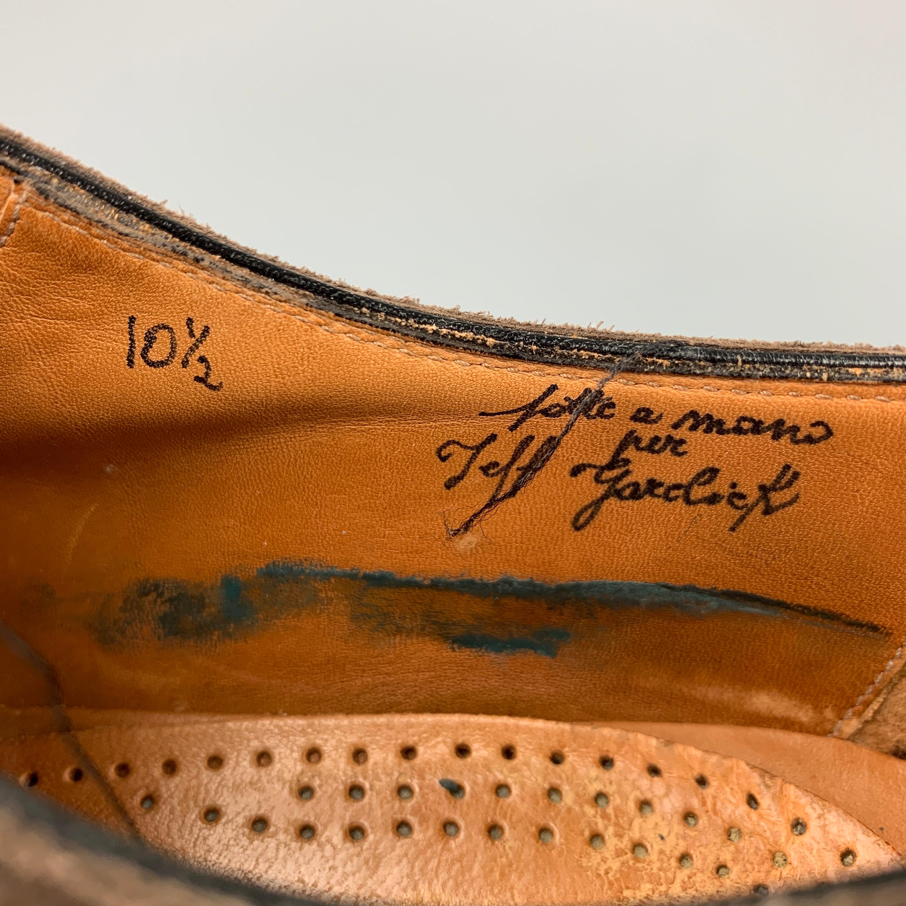 BONTONI Zapatos de cordones con puntera de ante marrón perforado talla 10.5 1