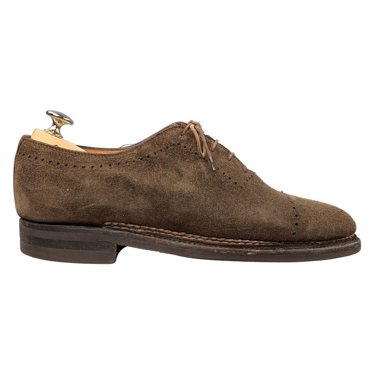 BONTONI Size 10.5 Brown Perforated Suede Cap Toe Lace Up Shoes For Sale at  1stDibs