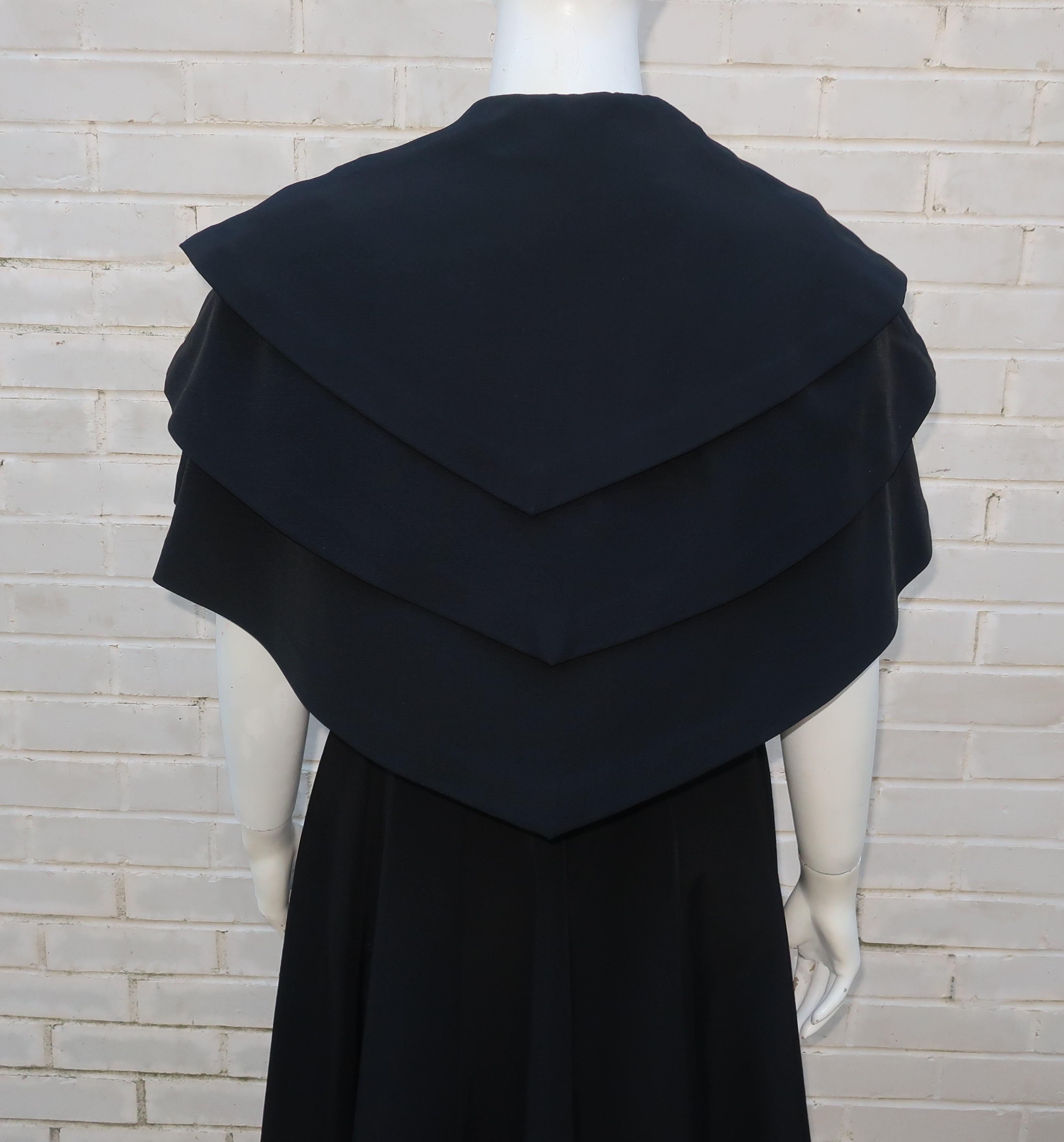 Bonwit Teller 'New Look' Black Silk Faille Evening Coat Dress, C.1950 3