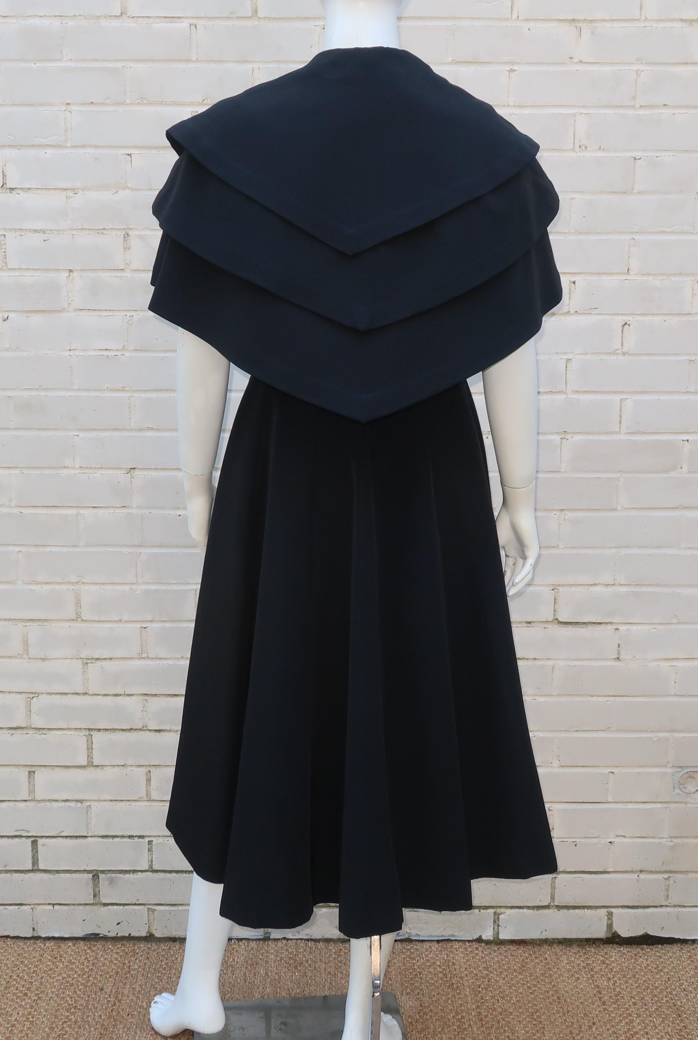 Bonwit Teller 'New Look' Black Silk Faille Evening Coat Dress, C.1950 2