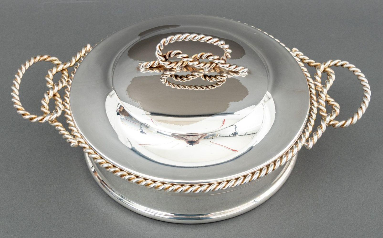 Modern Bonwit Teller Silver Plate Covered Serving Dish For Sale