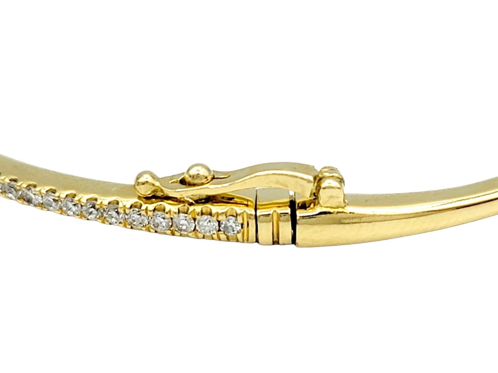 Contemporary Bony Levy Narrow Diamond Stacking Hinged Bangle Bracelet in 18 Karat Yellow Gold For Sale