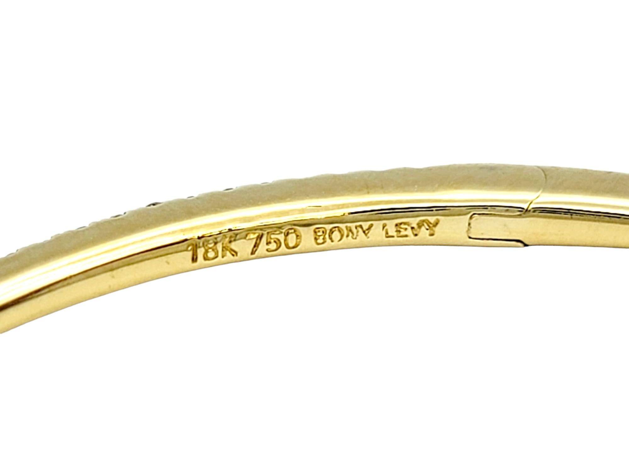 Bony Levy Narrow Diamond Stacking Hinged Bangle Bracelet in 18 Karat Yellow Gold In Good Condition For Sale In Scottsdale, AZ