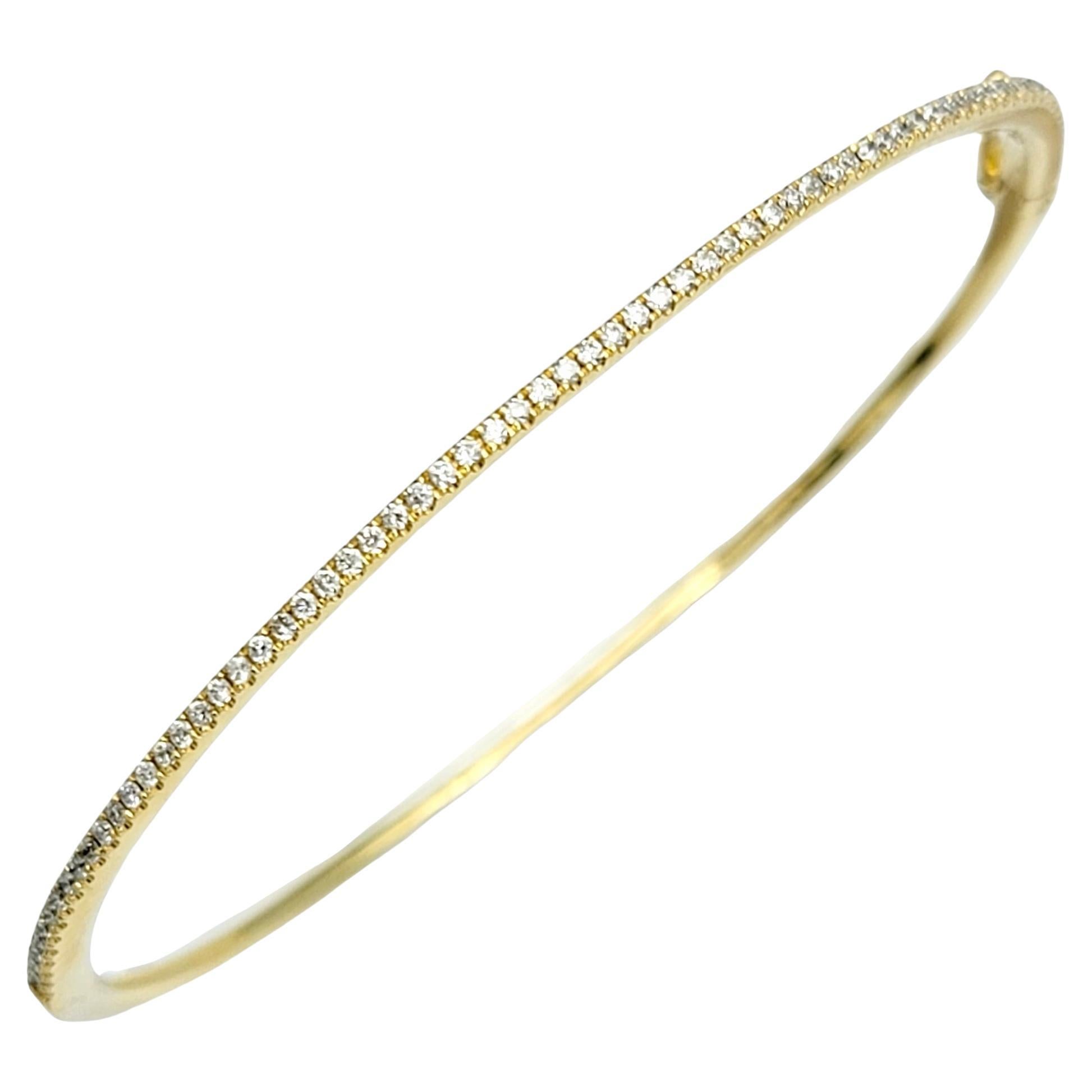 Bony Levy Narrow Diamond Stacking Hinged Bangle Bracelet in 18 Karat Yellow Gold