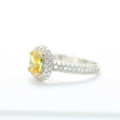"Bony Levy" Oval Yellow Sapphire and Diamond Halo Ring Set in 18k White Gold