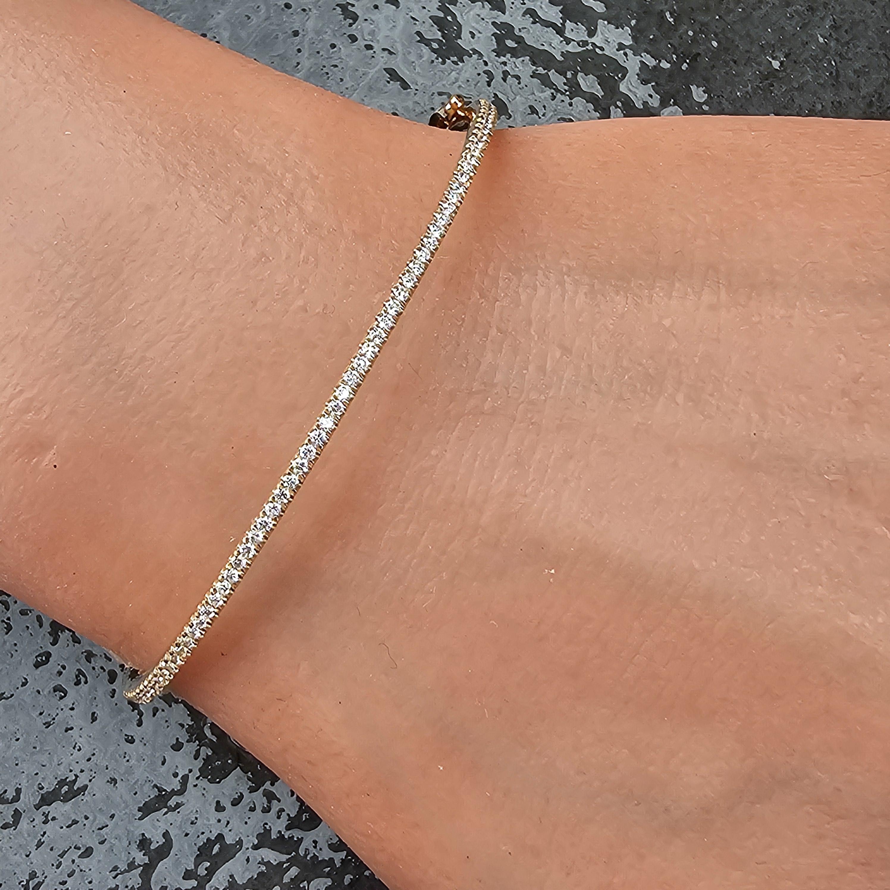 De las mujeres Pulsera brazalete apilable Bony Levy Skinny Pave Diamond Oro rosa 18k 6.5