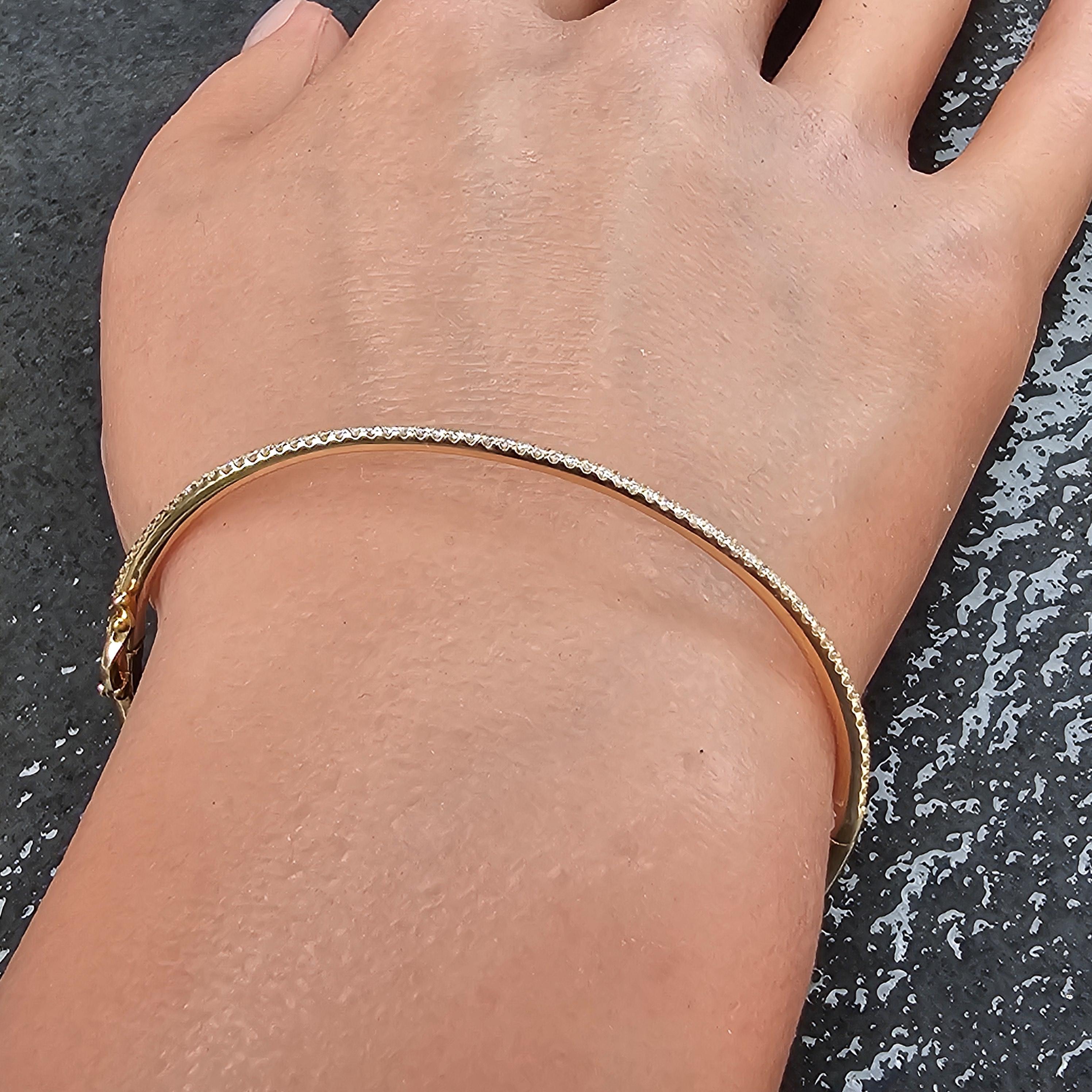 Pulsera brazalete apilable Bony Levy Skinny Pave Diamond Oro rosa 18k 6.5