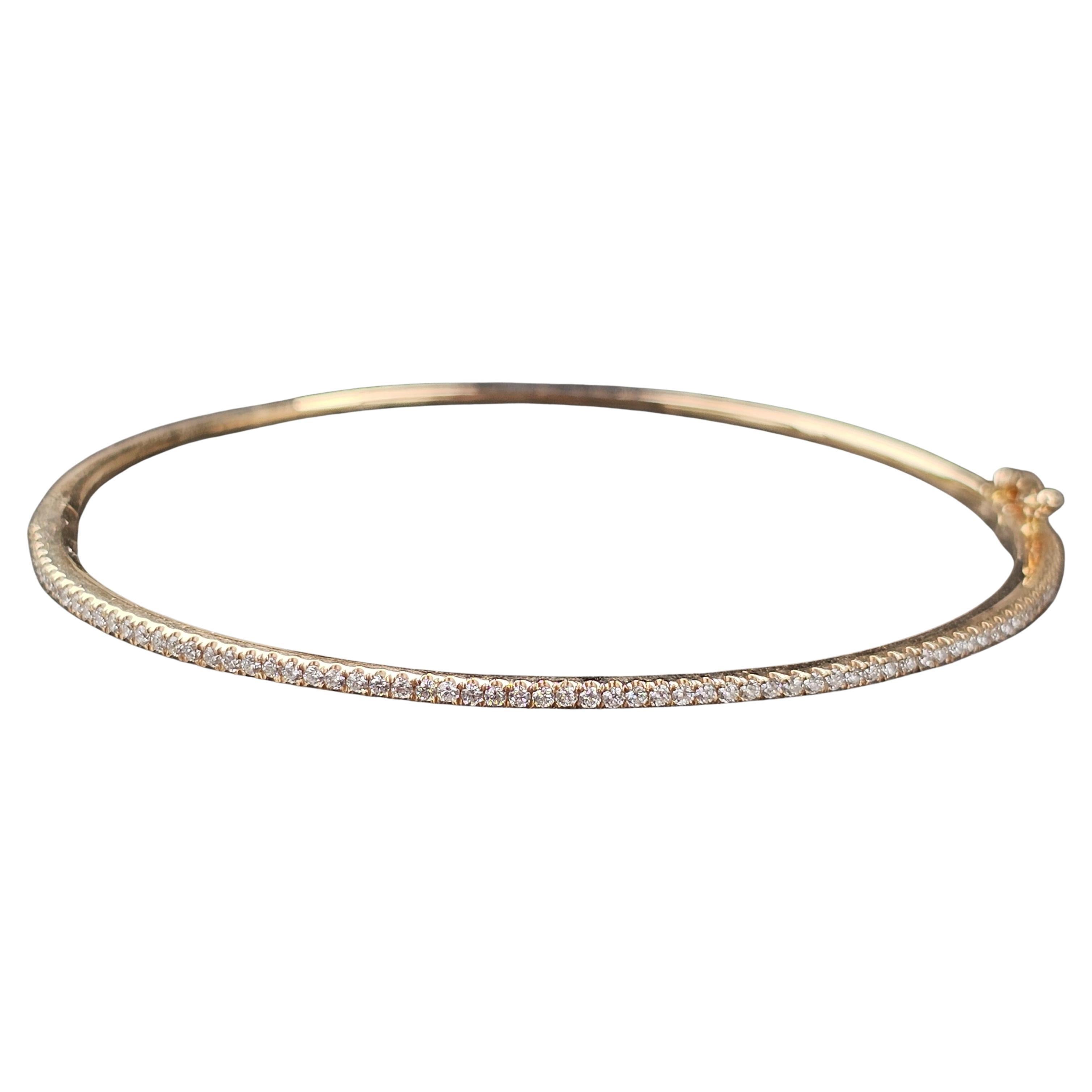 Pulsera brazalete apilable Bony Levy Skinny Pave Diamond Oro rosa 18k 6.5" 7.6g en venta