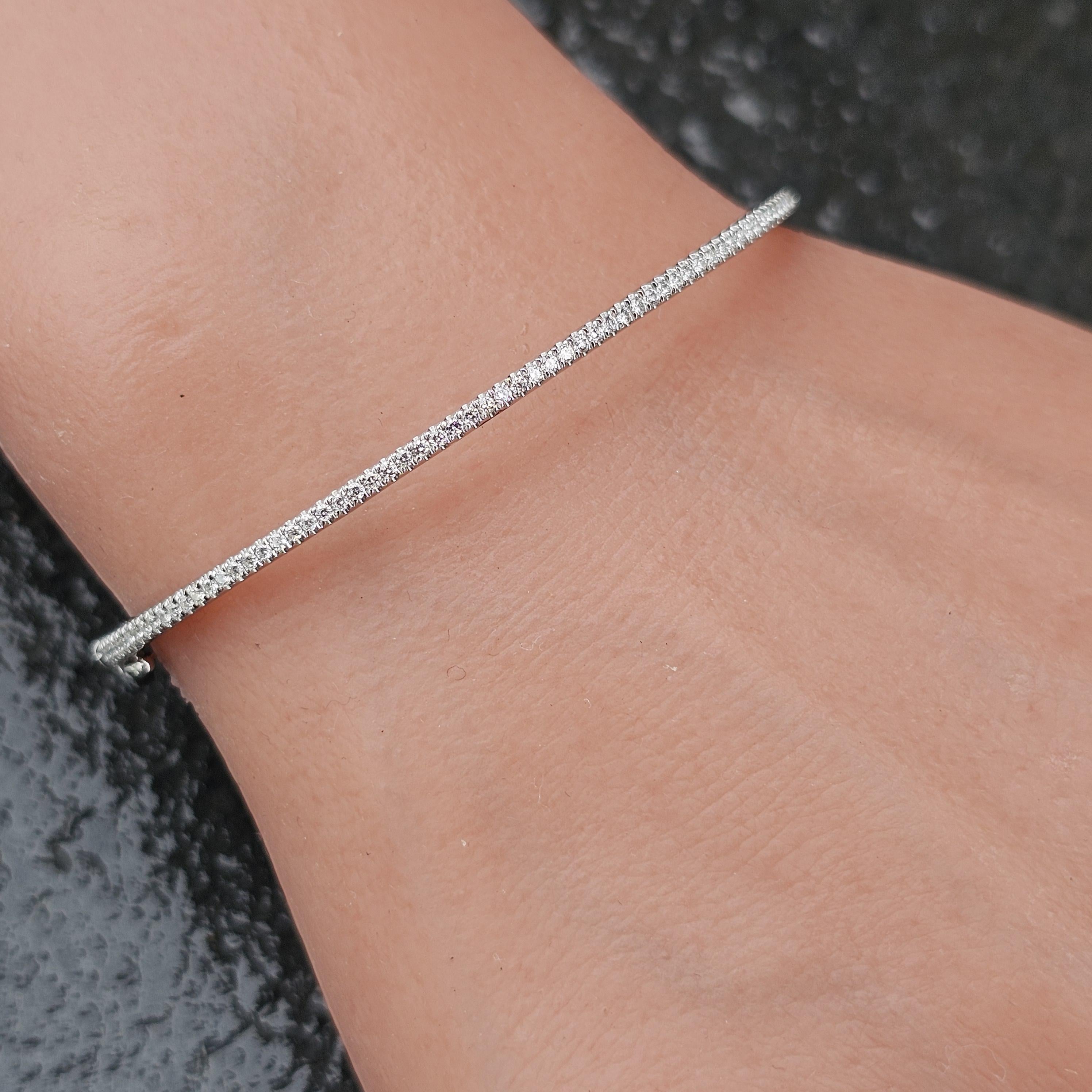 Donna Bracciale Bony Levy Skinny Pave Diamond impilabile in oro bianco 18k 7,9g in vendita