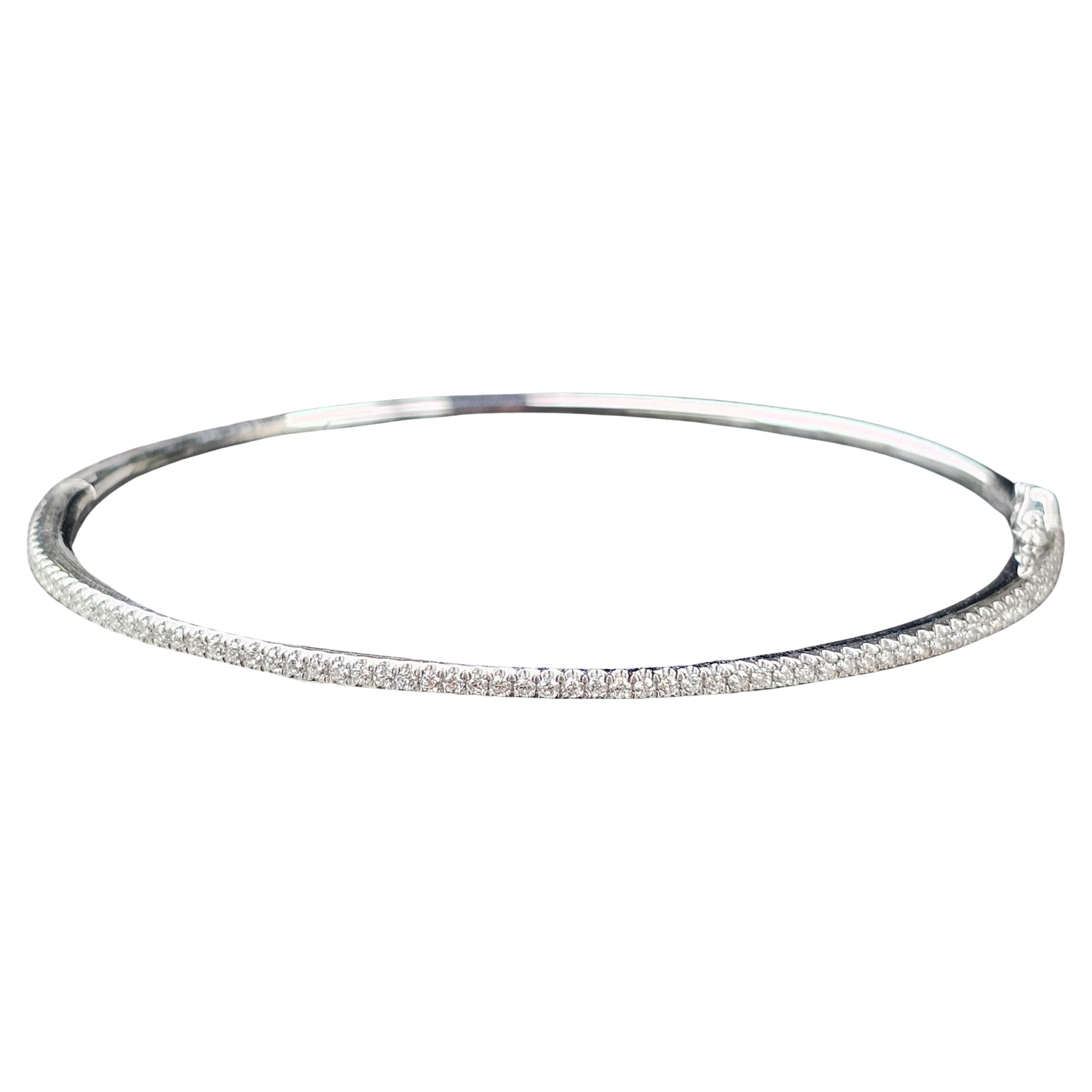 Pulsera brazalete apilable Bony Levy Skinny Pave Diamond Oro blanco 18k 7,9 g