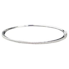 Bony Levy Skinny Pave Diamond stackable Bangle Bracelet 18k White Gold 7.9g