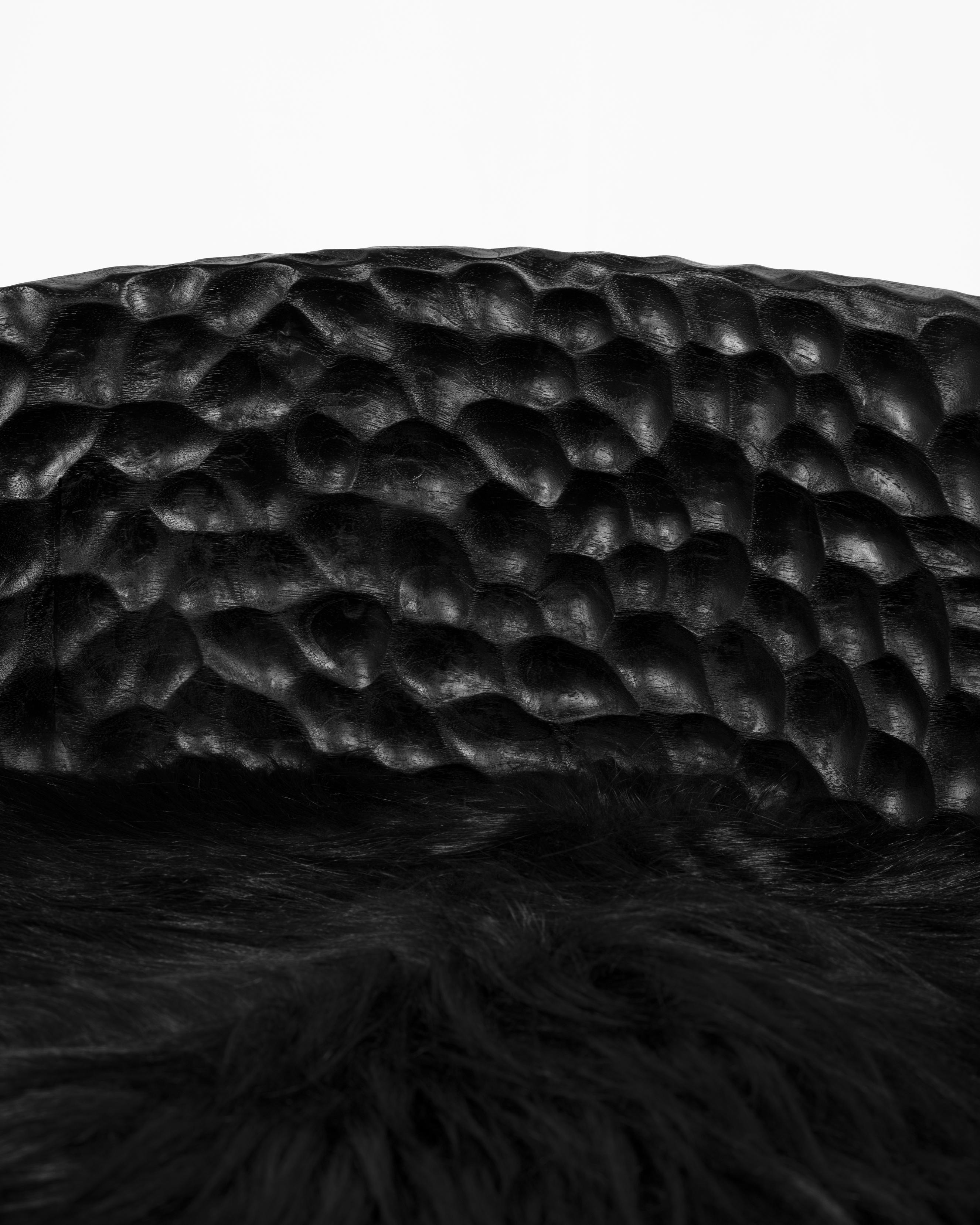 Boo Bed • Hand-Carved Dog Bed with Sheepskin by Odditi For Sale 1