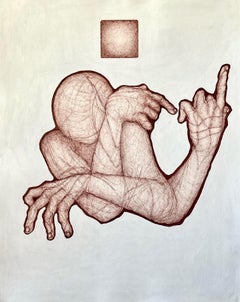 "Swept in Noise" (ENCADRÉ) Peinture figurative 29" x 23" pouces par Booboo Stewart
