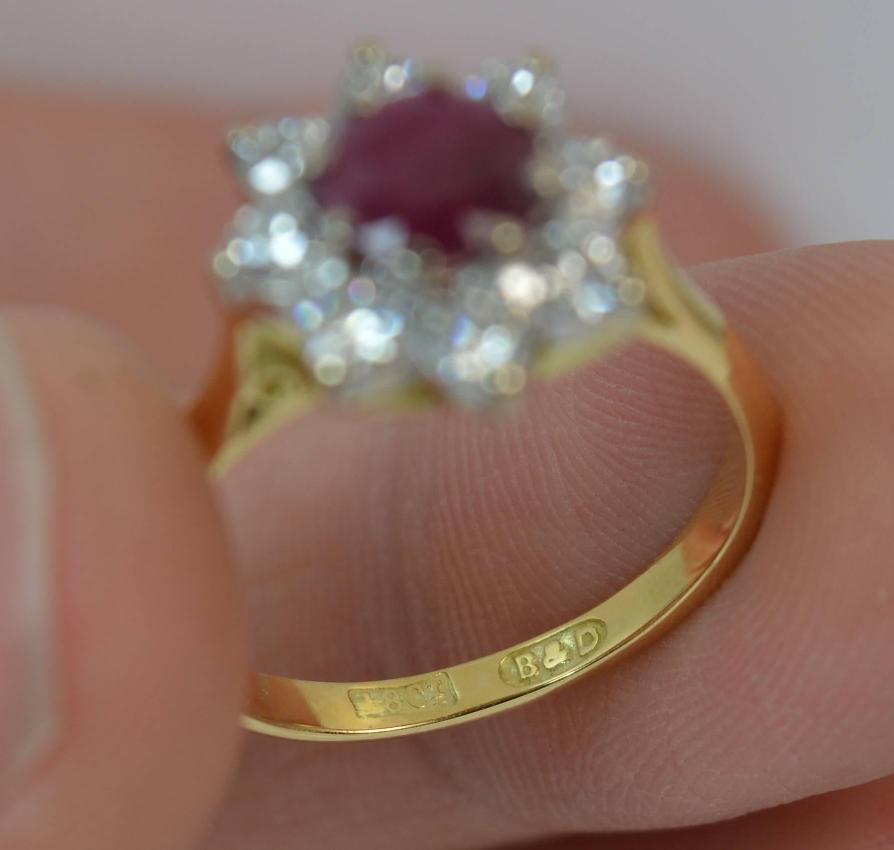 Boodle & Dunthorne 18 Carat Gold Ruby and 0.60 Carat Diamond Cluster Ring 4