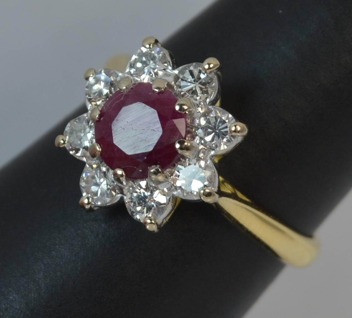 Boodle & Dunthorne 18 Carat Gold Ruby and 0.60 Carat Diamond Cluster Ring 6