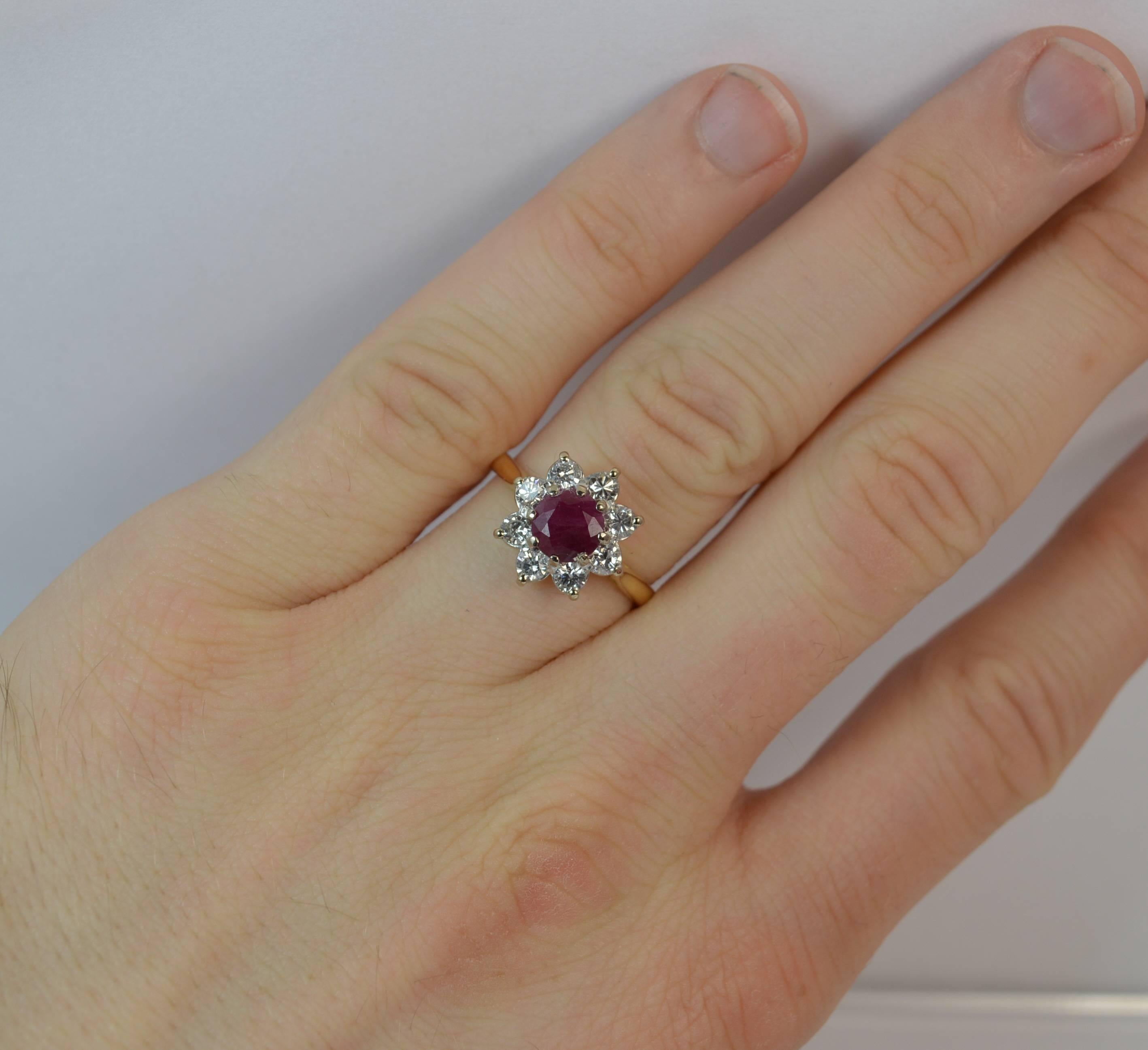 Modern Boodle & Dunthorne 18 Carat Gold Ruby and 0.60 Carat Diamond Cluster Ring