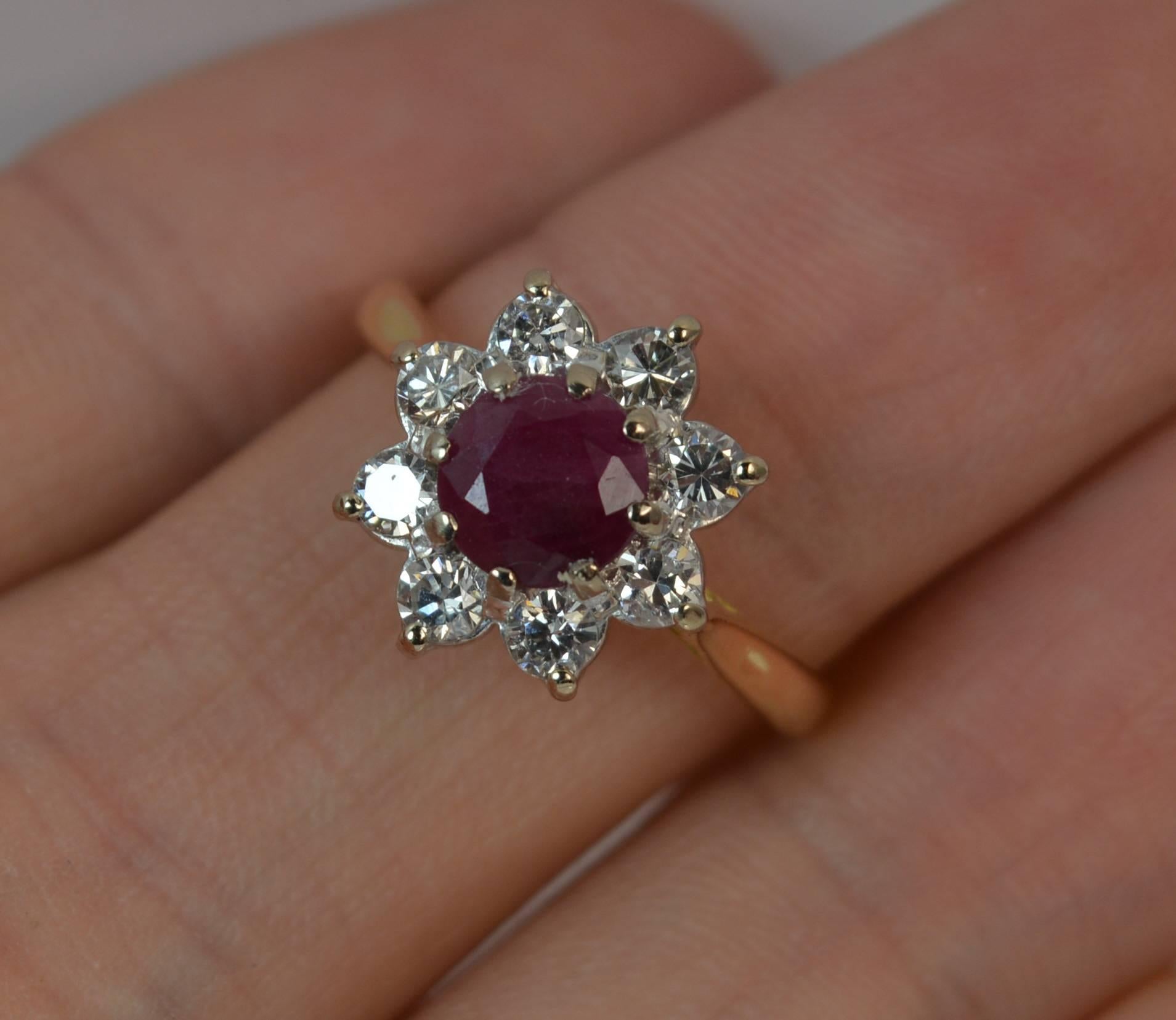 Women's Boodle & Dunthorne 18 Carat Gold Ruby and 0.60 Carat Diamond Cluster Ring