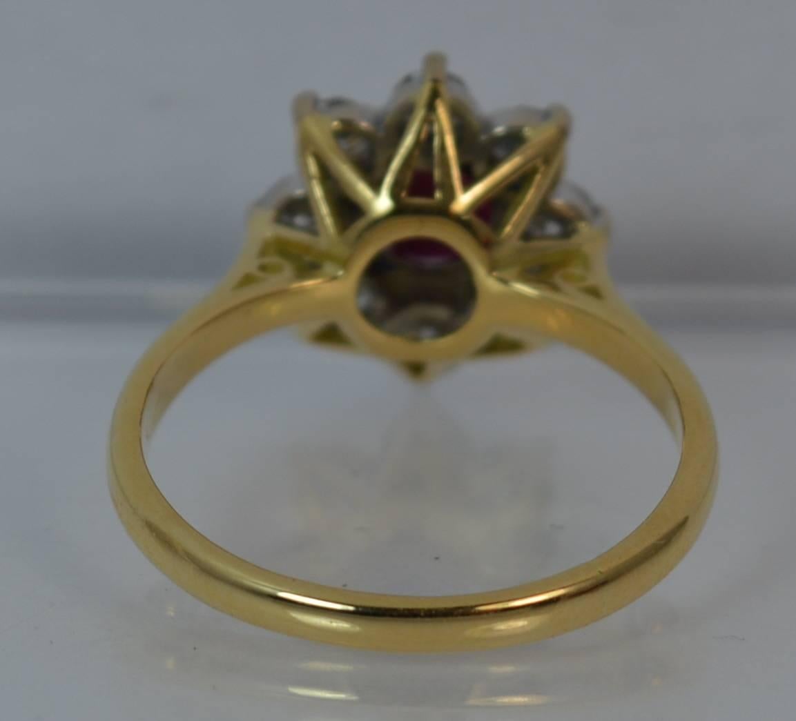 Boodle & Dunthorne 18 Carat Gold Ruby and 0.60 Carat Diamond Cluster Ring 2