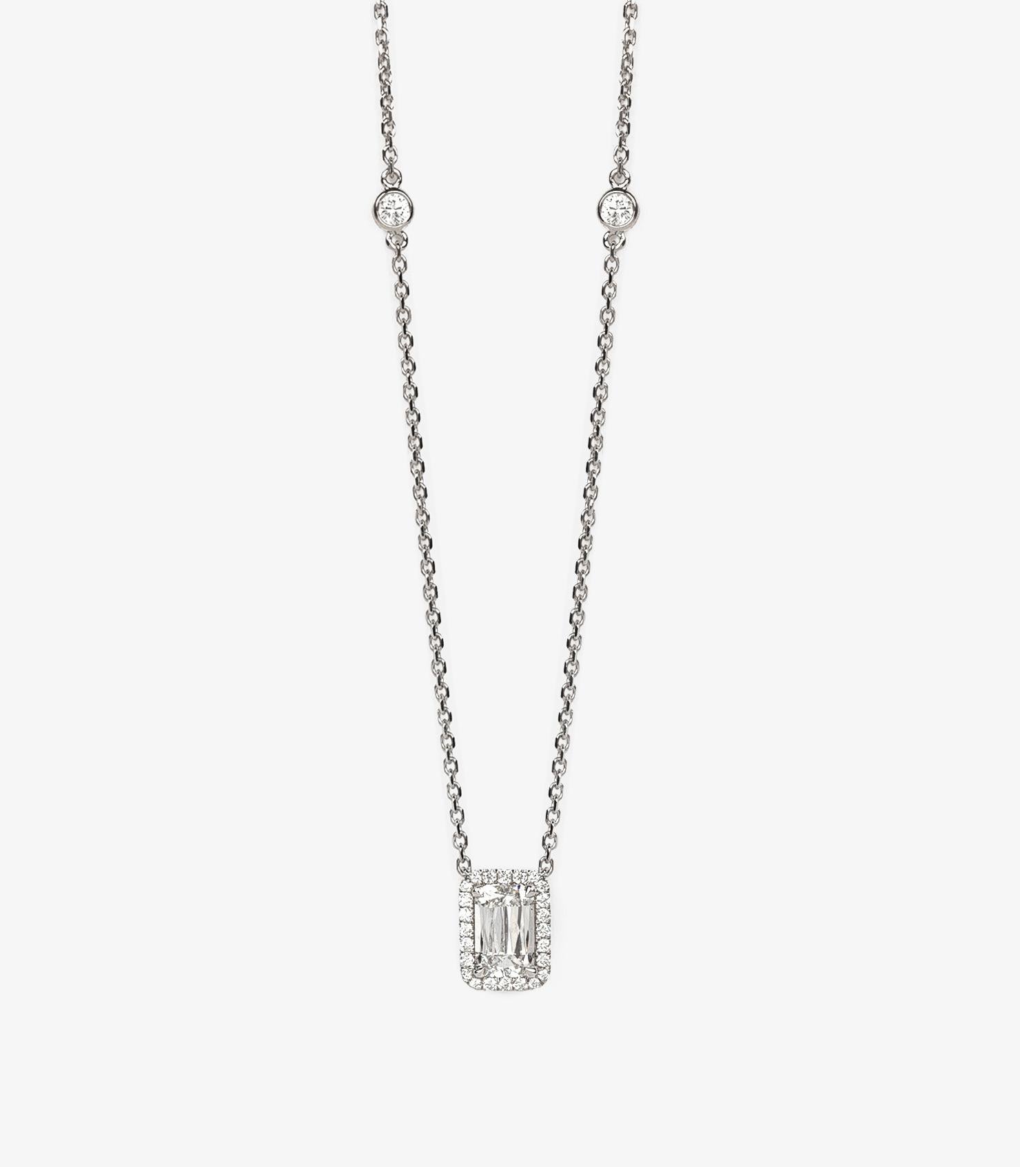 Women's or Men's Boodles 0.90ct Ashoka Diamond Halo Platinum Necklace